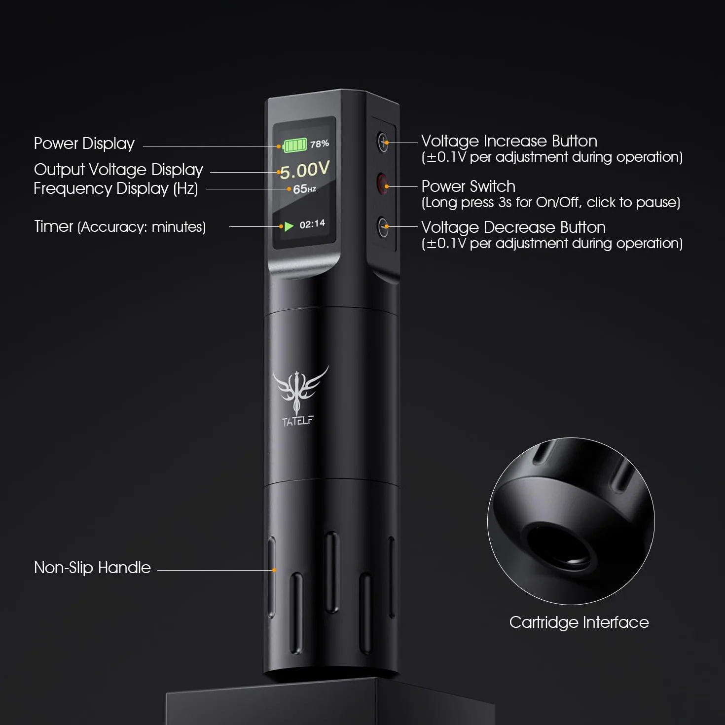 Máquina de Rotativa Inalámbrica con Pantalla LCD y Batería 1600mAh, Conexión RCA, 10 Tintas 20 Agujas para Principiantes y Artistas Kit Completo Profesional TATELF