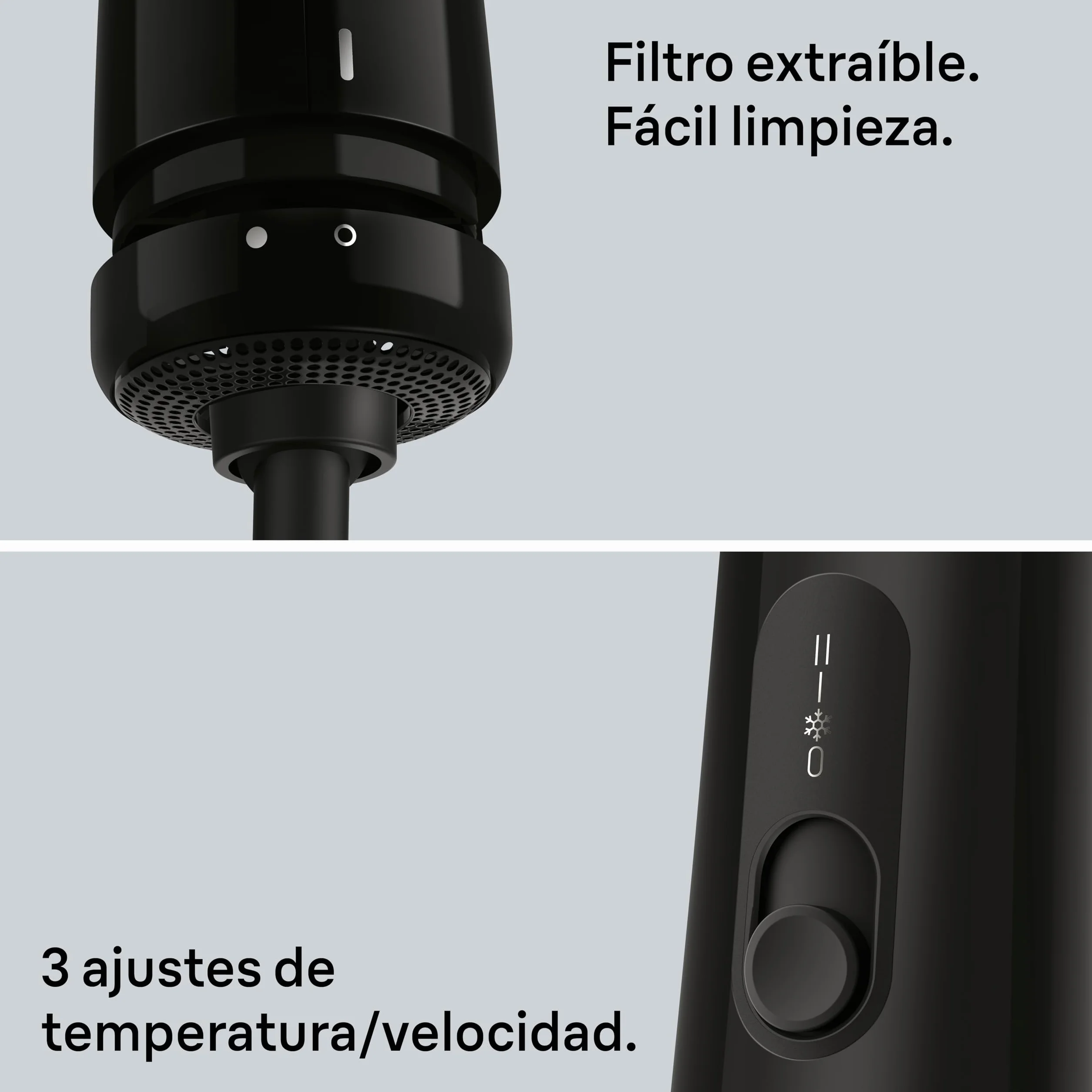 Braun AS1.5 Moldeador de aire cepillo térmico redondo 300W 3 ajustes temperatura velocidad negro brillante