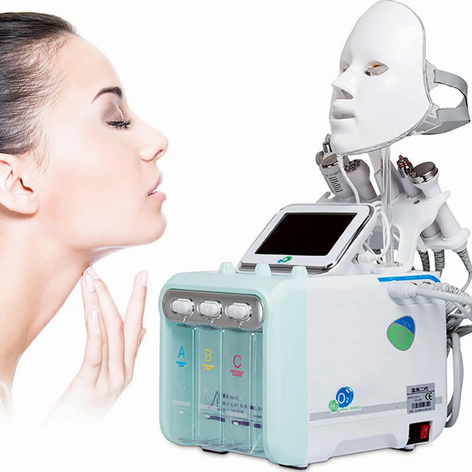 Mascara Facial Luz Led Facial Profesional, Máquina de Cuidado Facial Hidratante de Oxígeno Puro con Máscara Facial LED, Exfoliante de Limpieza Profunda, para Todo Tipo de Piel