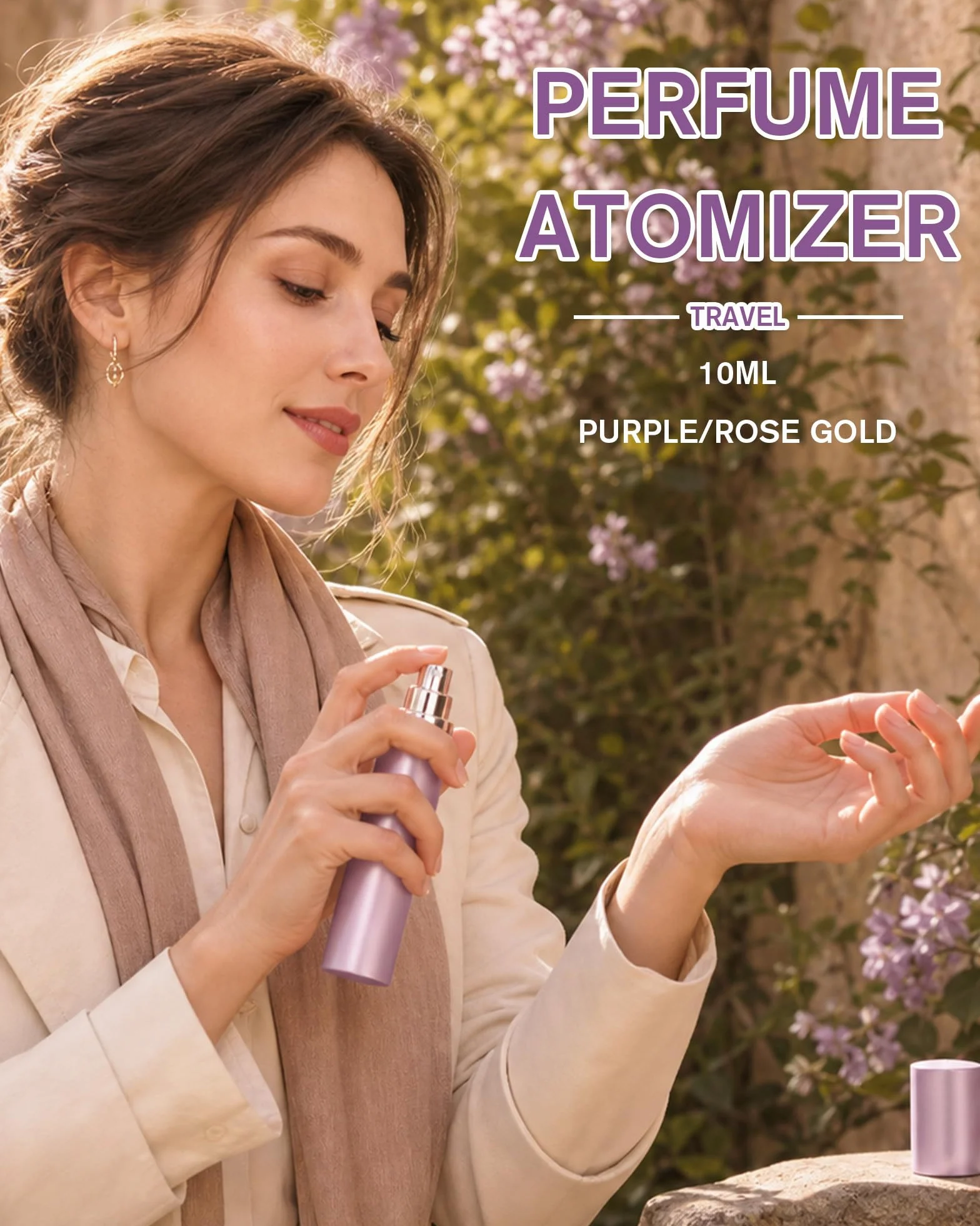 Vaporizador de Perfume 10ml Mini Recargable Botella de Vidrio con Pulverizador de Aluminio Antifugas (Rosa)