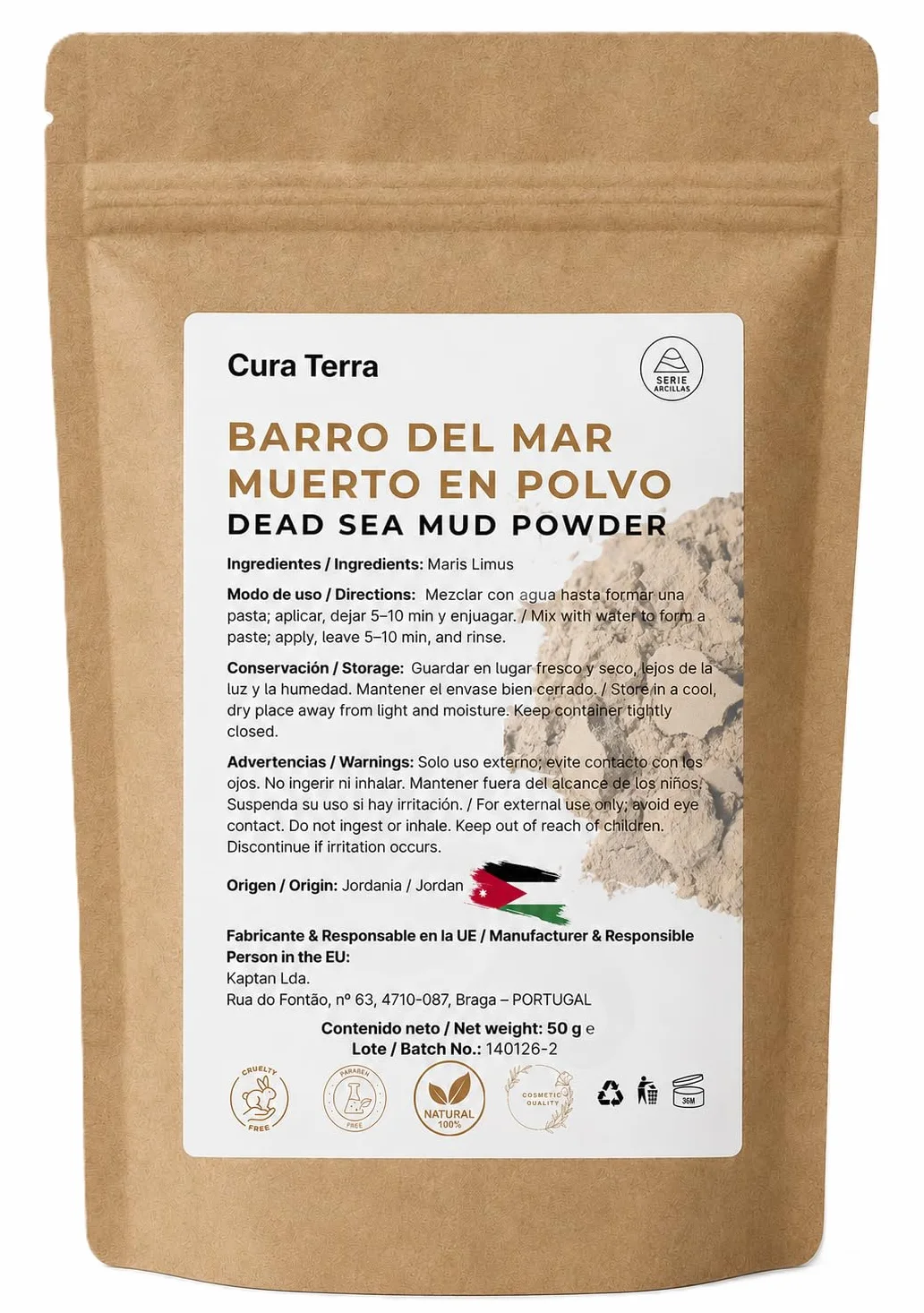 Barro del Mar Muerto en Polvo 50g Mineral para Cuidado de la Piel Cosmética DIY