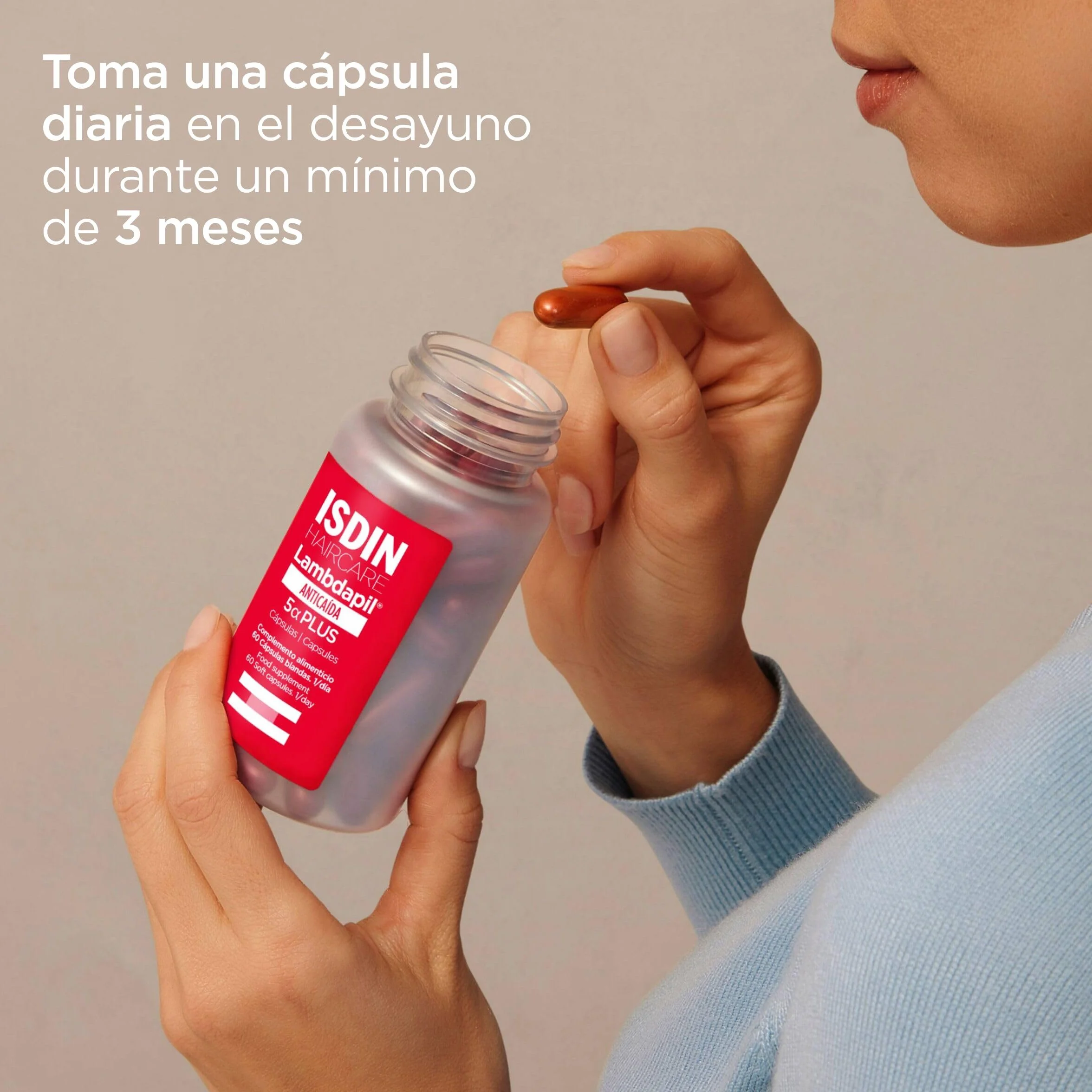 ISDIN Lambdapil 5 Alfa Plus Cápsulas Anticaída del Cabello con Zinc Biotina Serenoa repens Vitaminas Grupo B