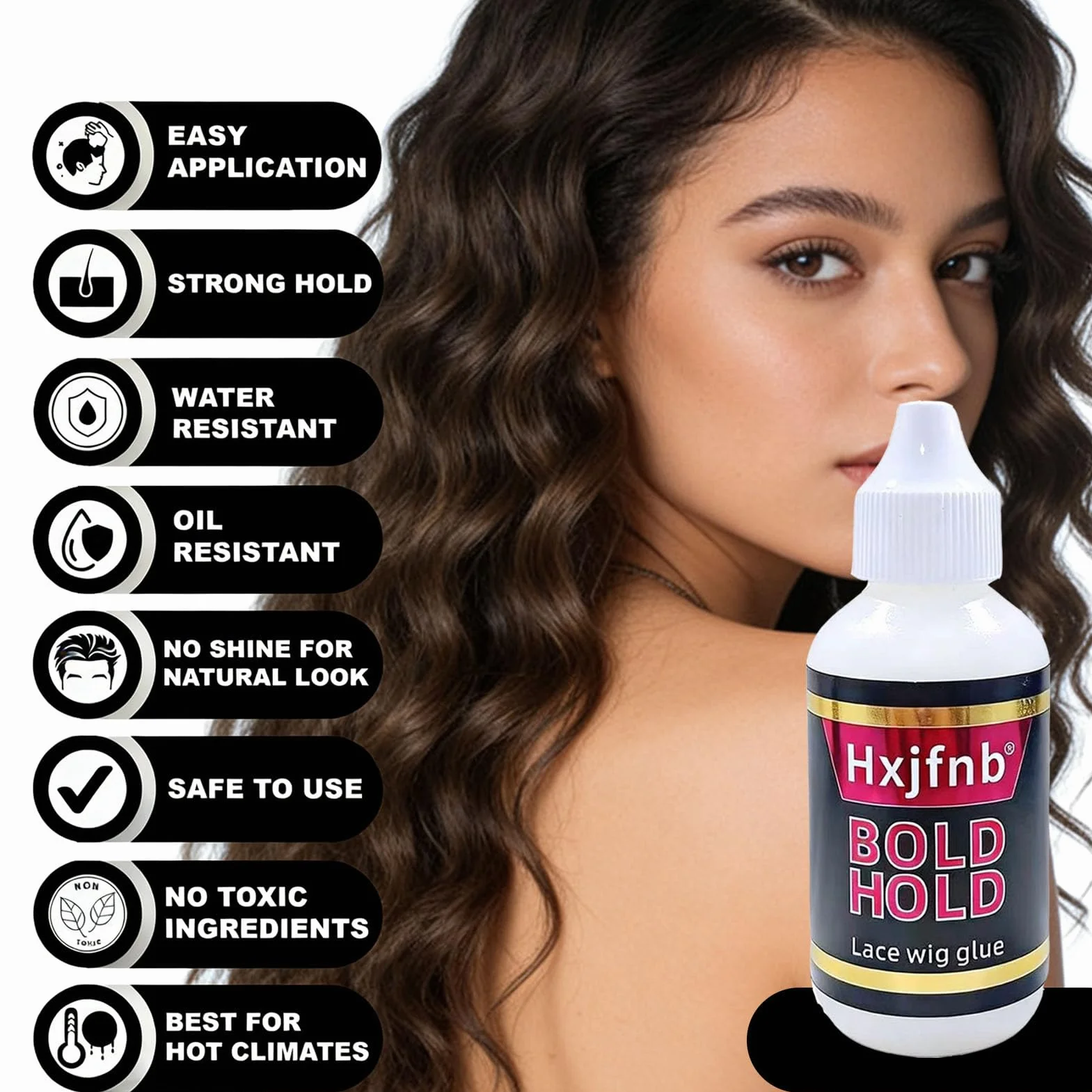 Pegamento para cabello y pelucas 60 ml, fuerte agarre, resistente al agua, para Lace Wigs