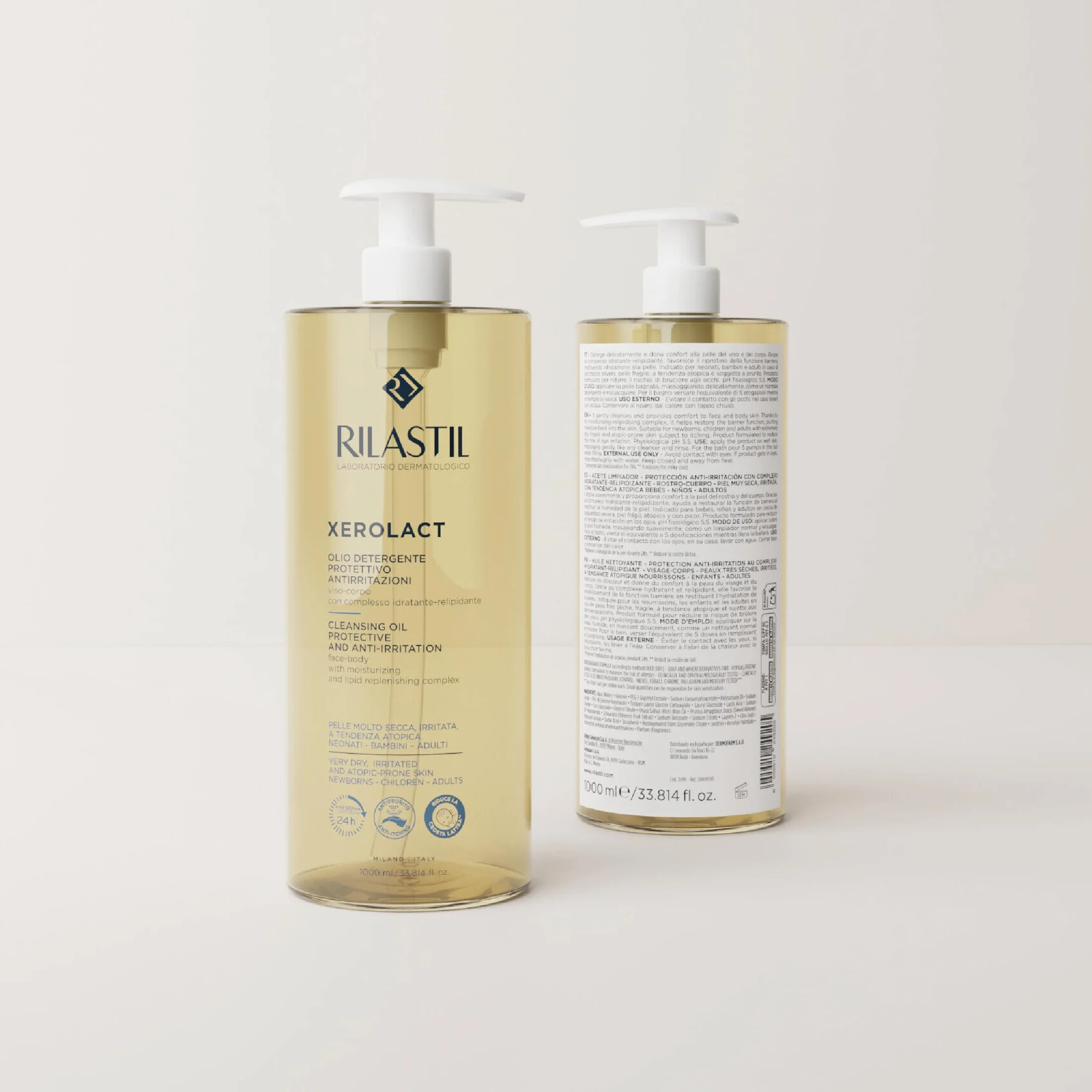 Rilastil Xerolact Aceite Limpiador Protector Piel Muy Seca Atópica Gel Ducha Hidratante Antipicor Aceite Arroz Almendras