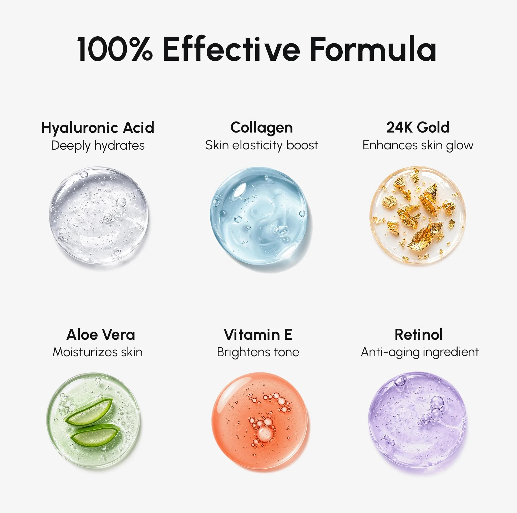Máscara de elevación facial con oro 24K, colágeno, retinol y ácido hialurónico para mujer