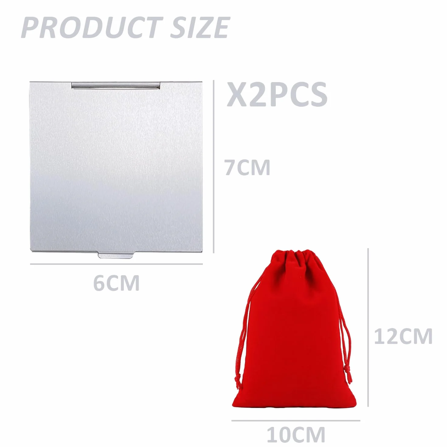 MEMOFYND Espejo de maquillaje plegable pequeño con bolsa de almacenamiento roja