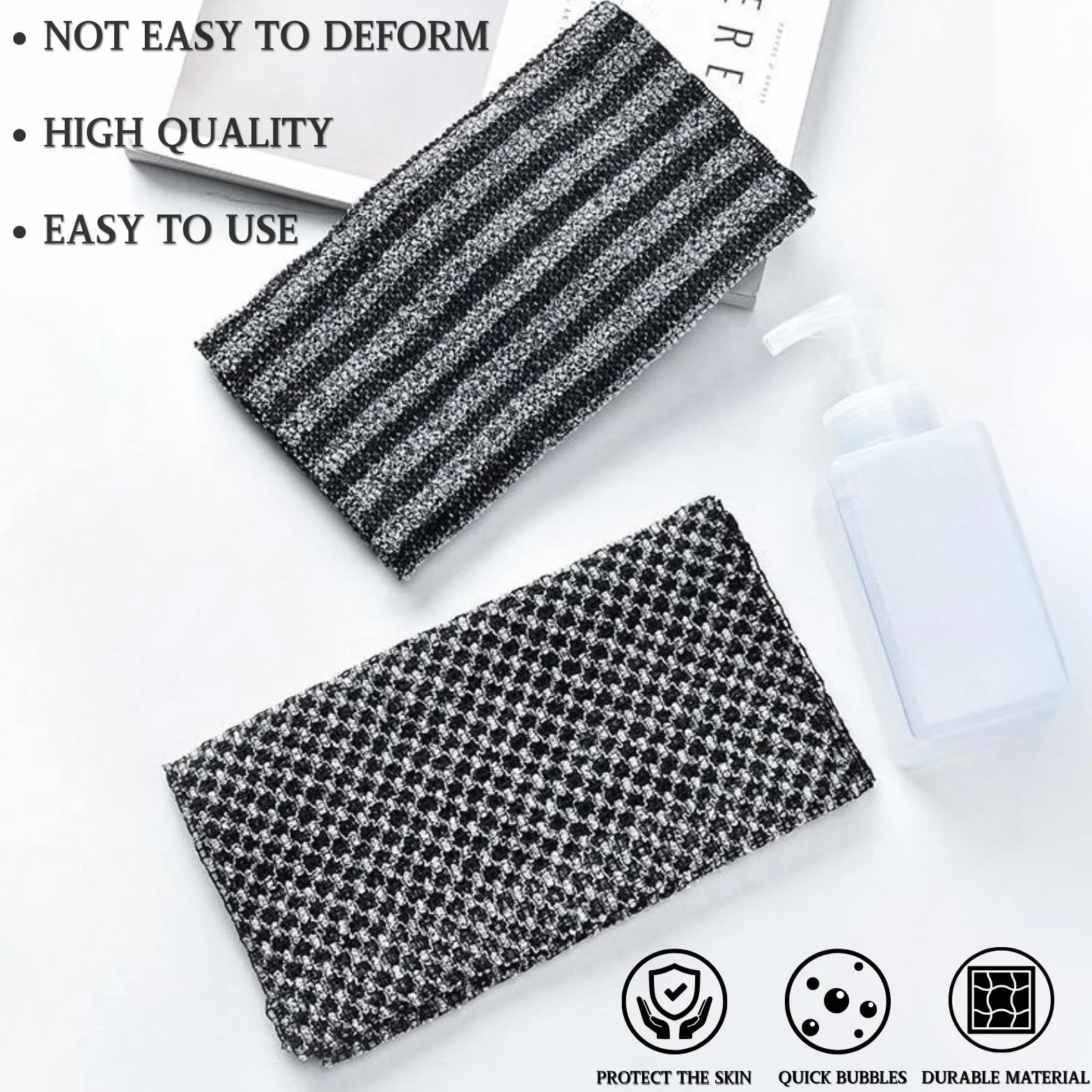 KEYRI Exfoliante Corporal Toallas Exfoliantes para Limpieza Profunda Baño (Negro)