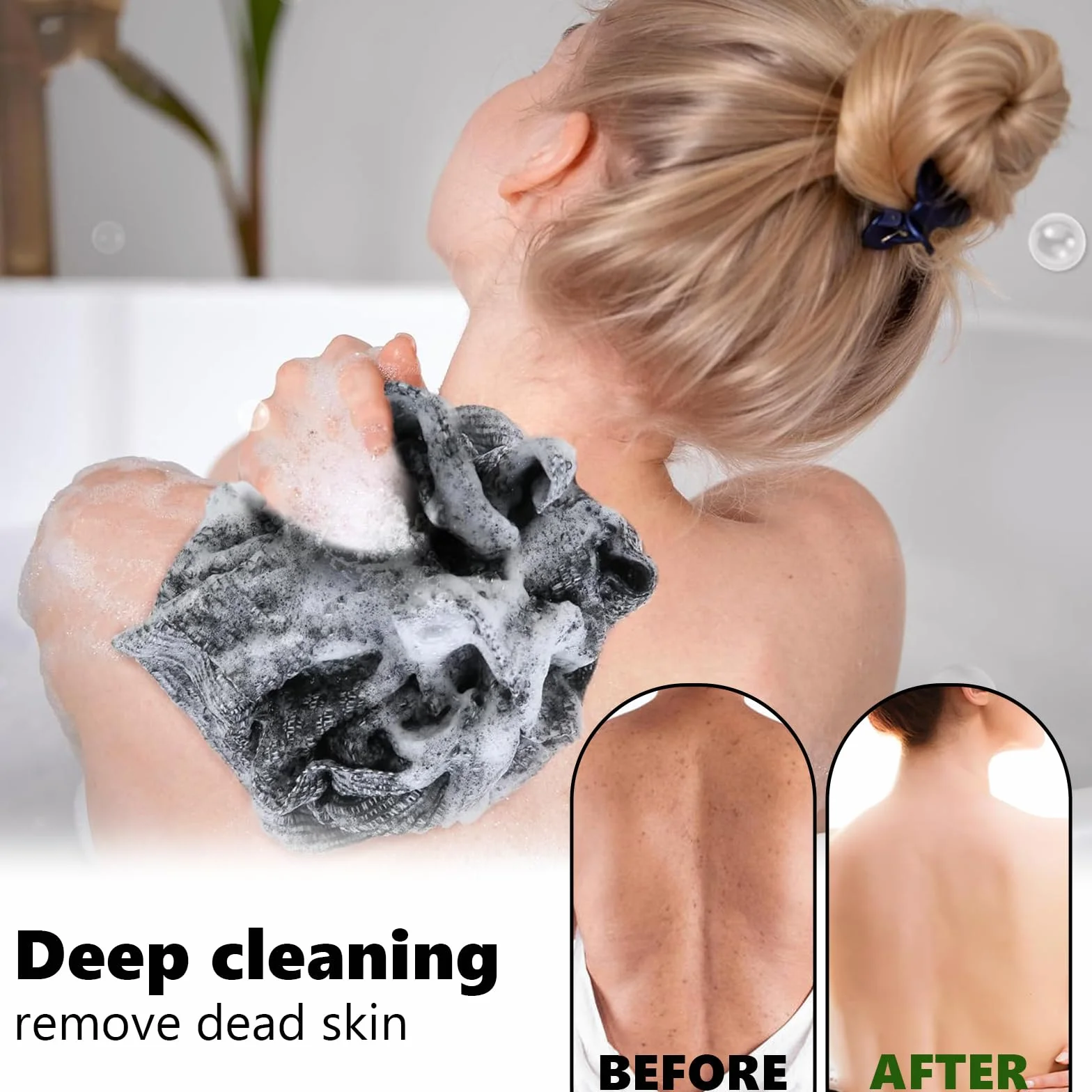 Toalla Exfoliante Larga Japonés para Espalda, Exfoliación Corporal, Juego de 2 Piezas