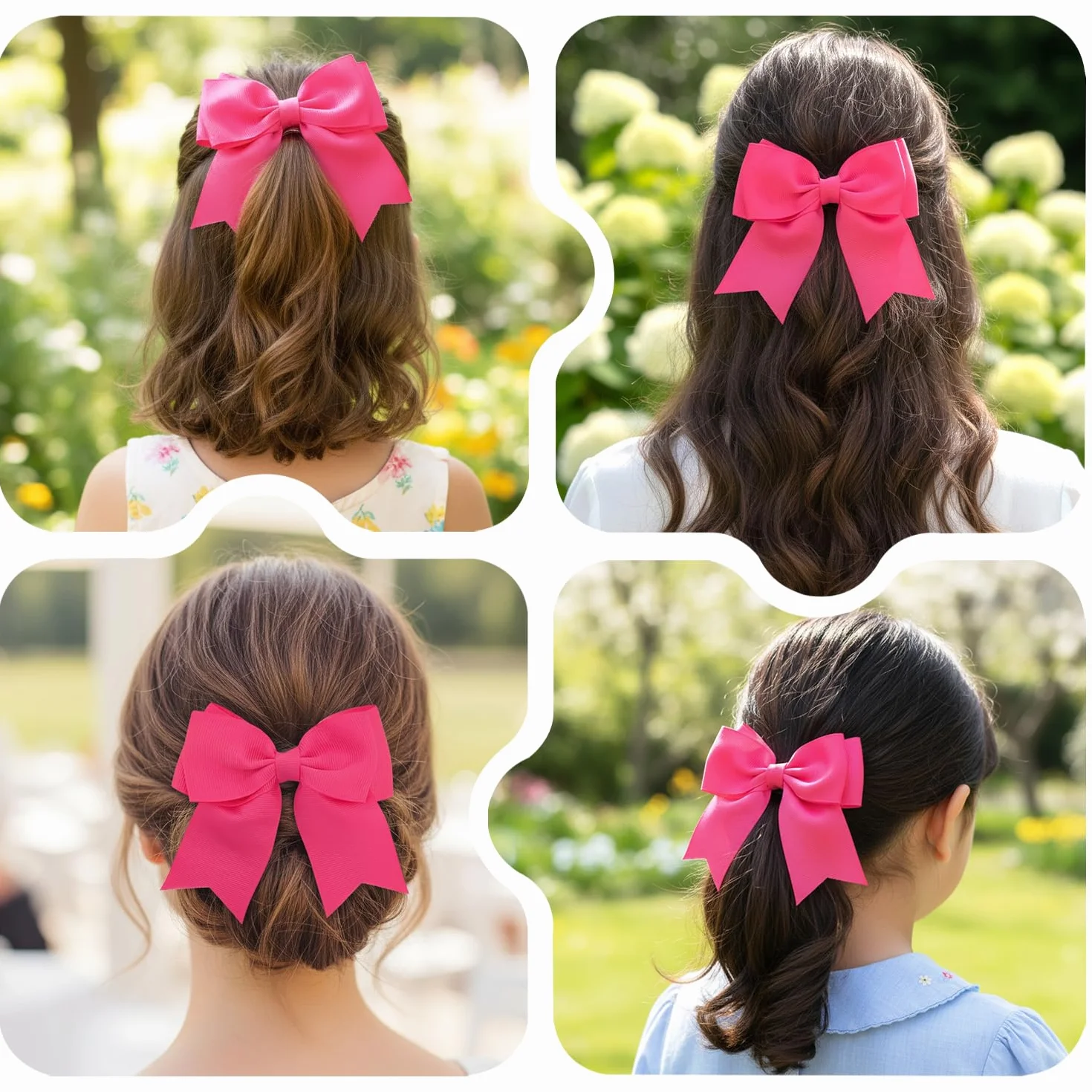 Juego de 2 Lazos para el Pelo Rosa Oscuro, Pinzas de Pelo Grande para Mujeres y Niñas