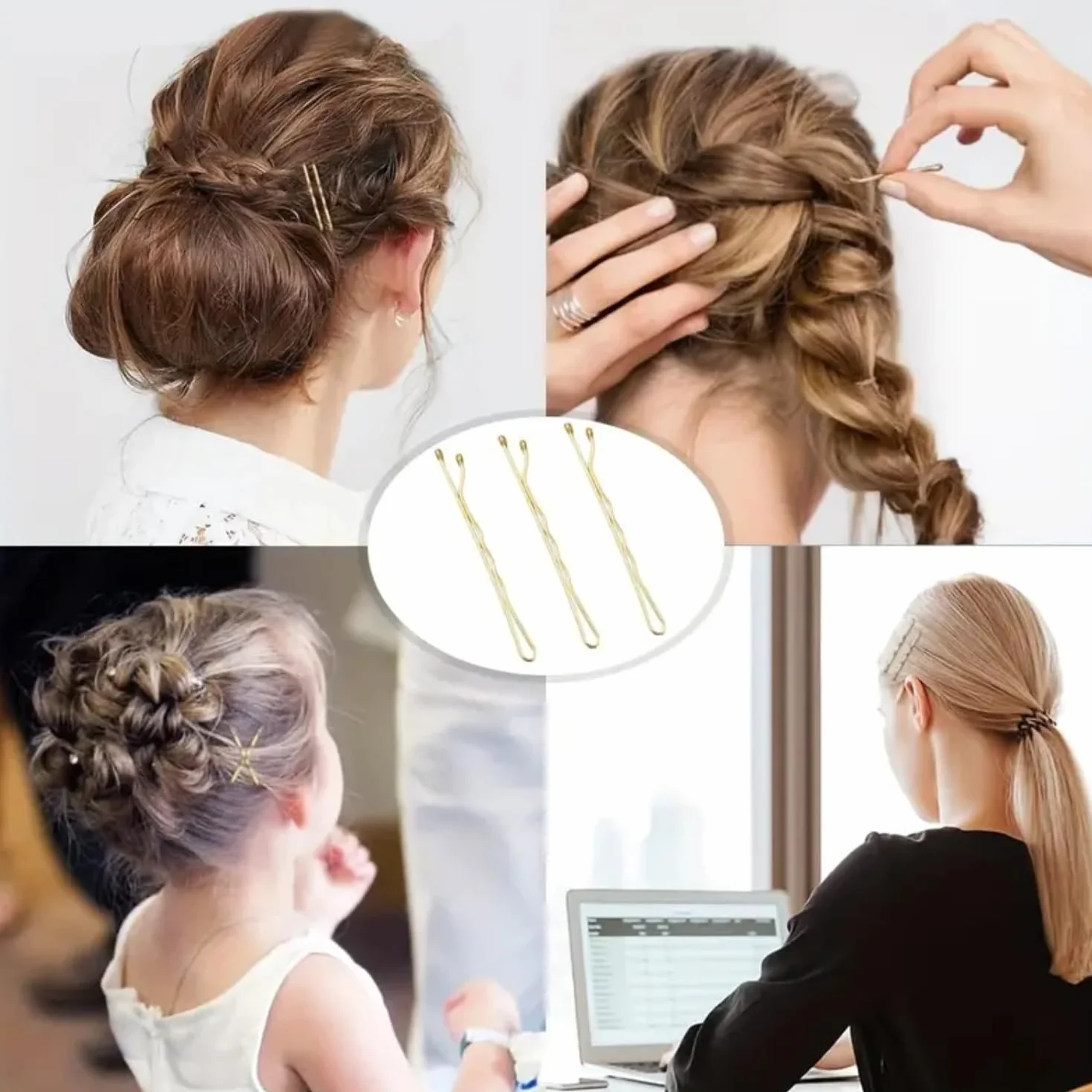 Pasadores de pelo Horquillas metálicas 5 cm Negro