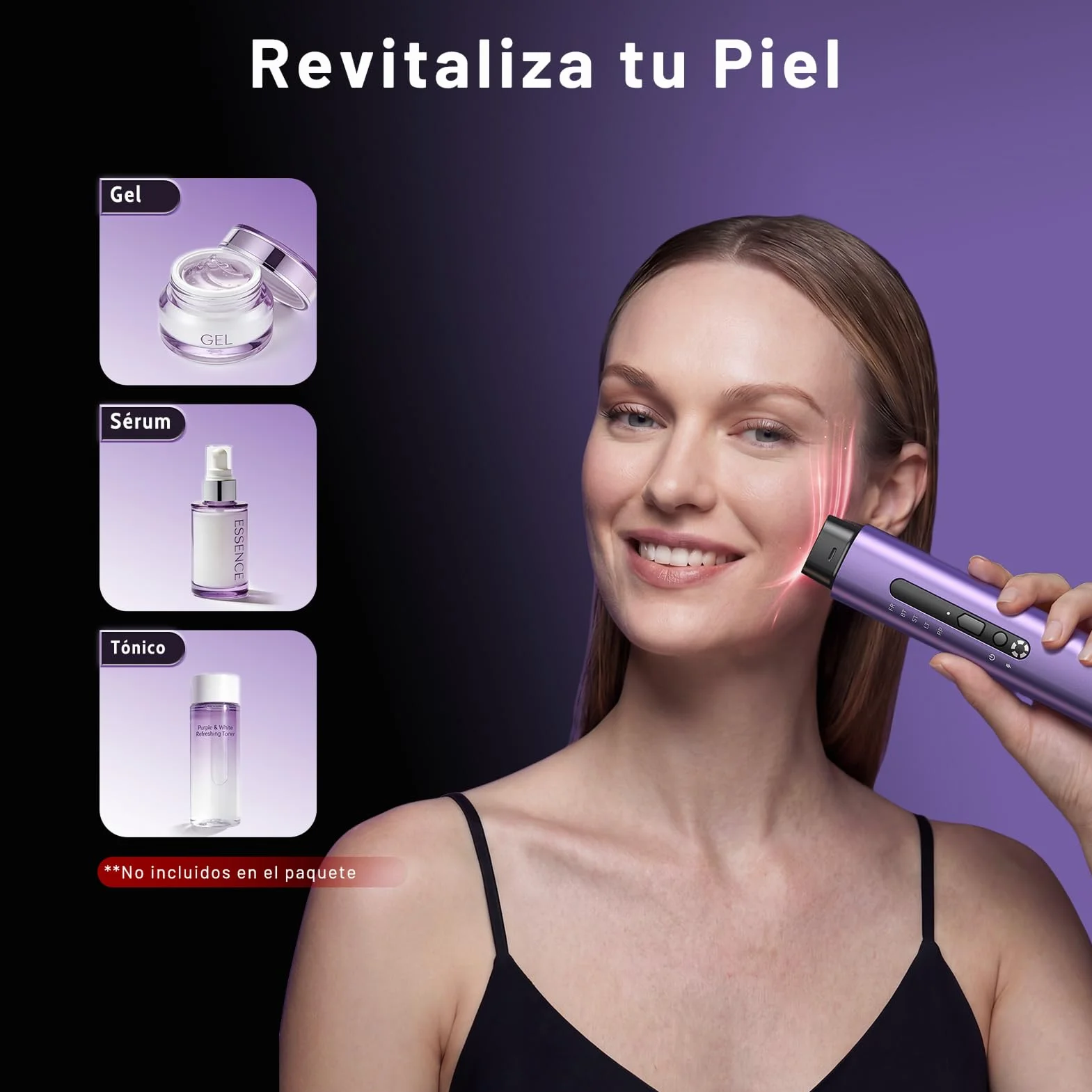 Aparato Radiofrecuencia Facial 5 en 1 Masajeador Facial de Microcorriente Antiarrugas Reafirmante Lifting Rostro y Cuello