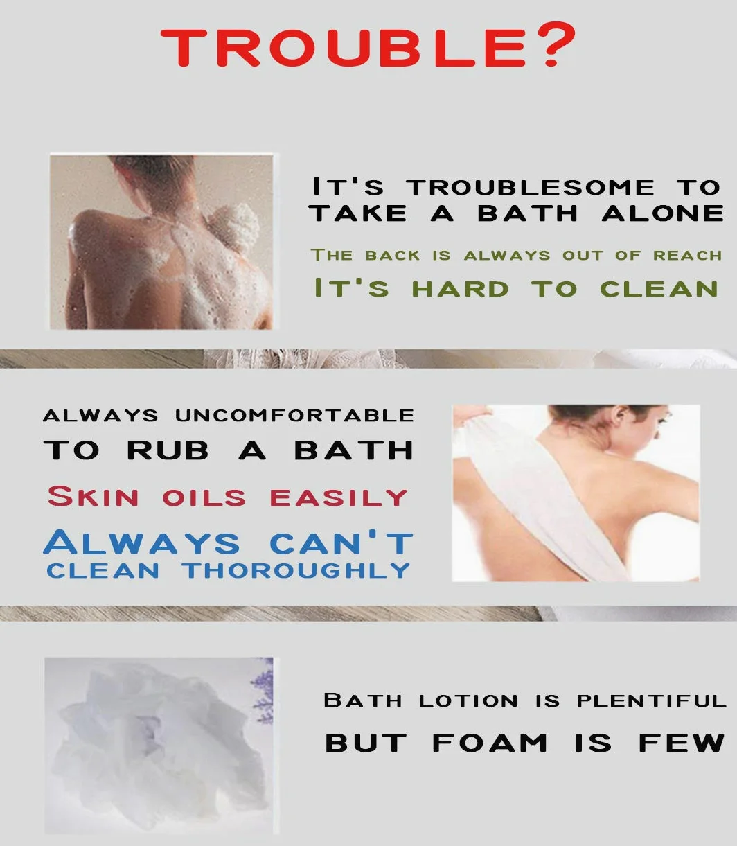 AARainbow 4 paquetes de esponjas largas elásticas con asas de cuerda, esponja de malla exfoliante corporal para hombres y mujeres (2 grises + 2 rosas de loto)