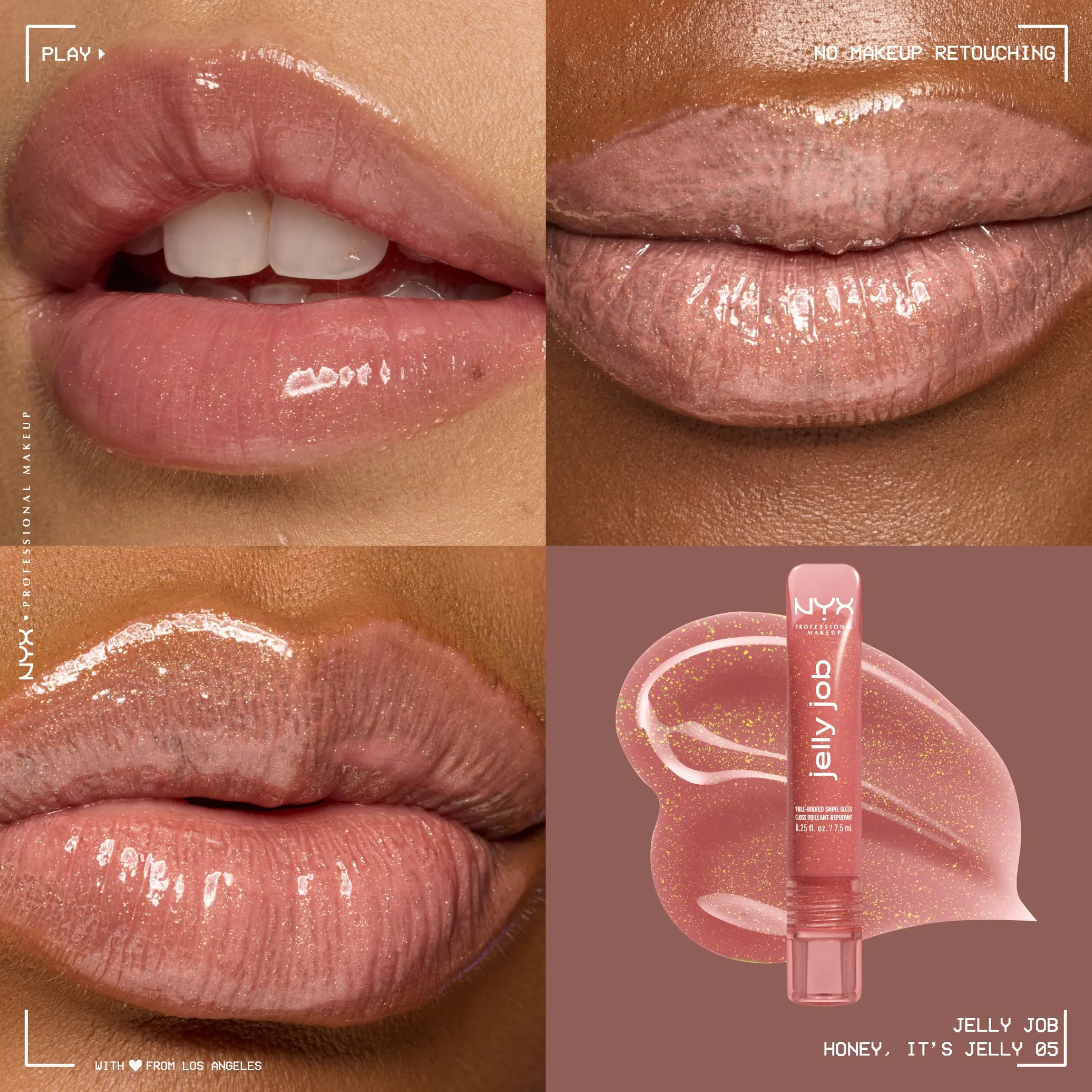 NYX Professional Makeup Jelly Job Brillo de Labios, Tono: Honey, It's Jelly