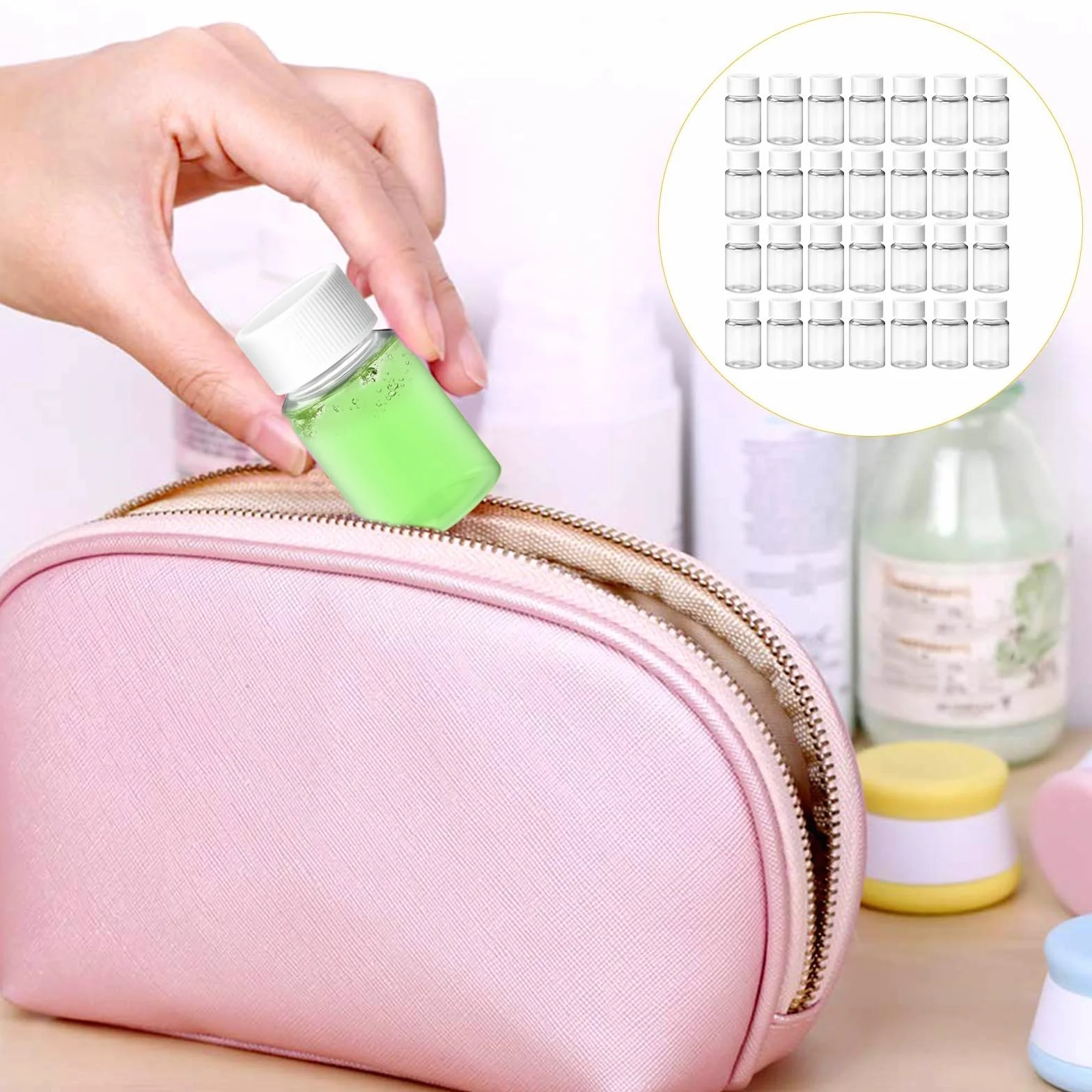 Botellas Pequeñas de Plástico 20 ml con Tapón de Rosca Reutilizables para Viajes Camping