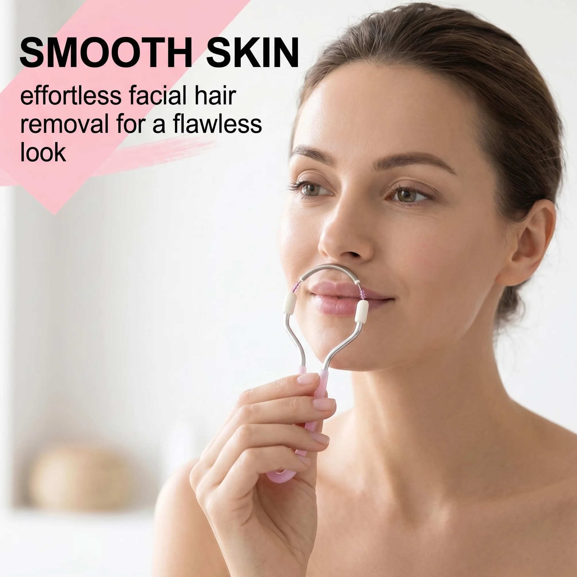 2 Piezas Depilador Facial de Muelle, depiladora facial manual portátil de acero inoxidable, Herramientas de Depilación con Hilo de Rodillo de Vello de Resorte, para depilación facial, frente, mejilla