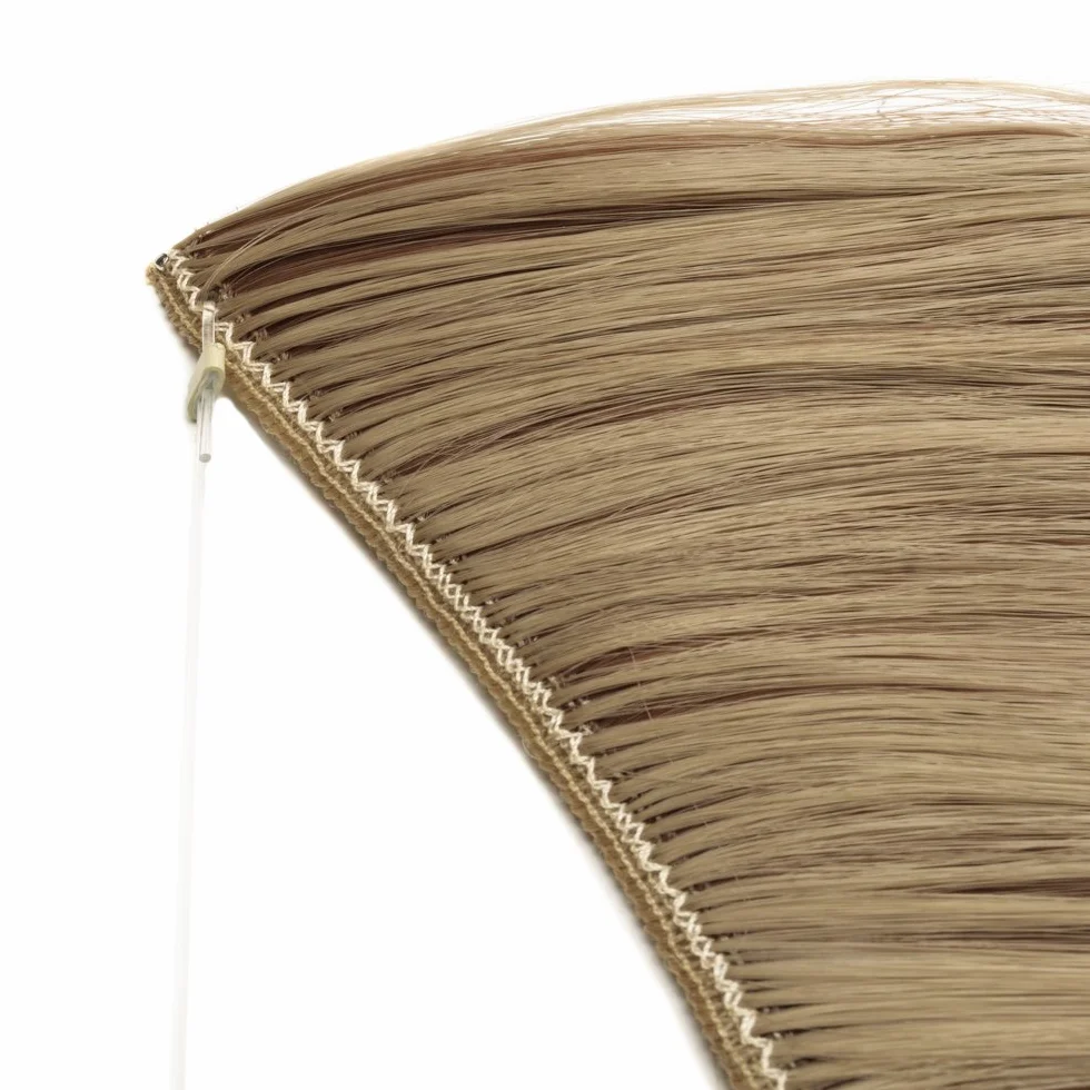 Natural Extensiones de Cabello con Hilo Invisible Rizada Onduada 20" 50cm 90g Marrón Claro mezcla Rubio Ceniza