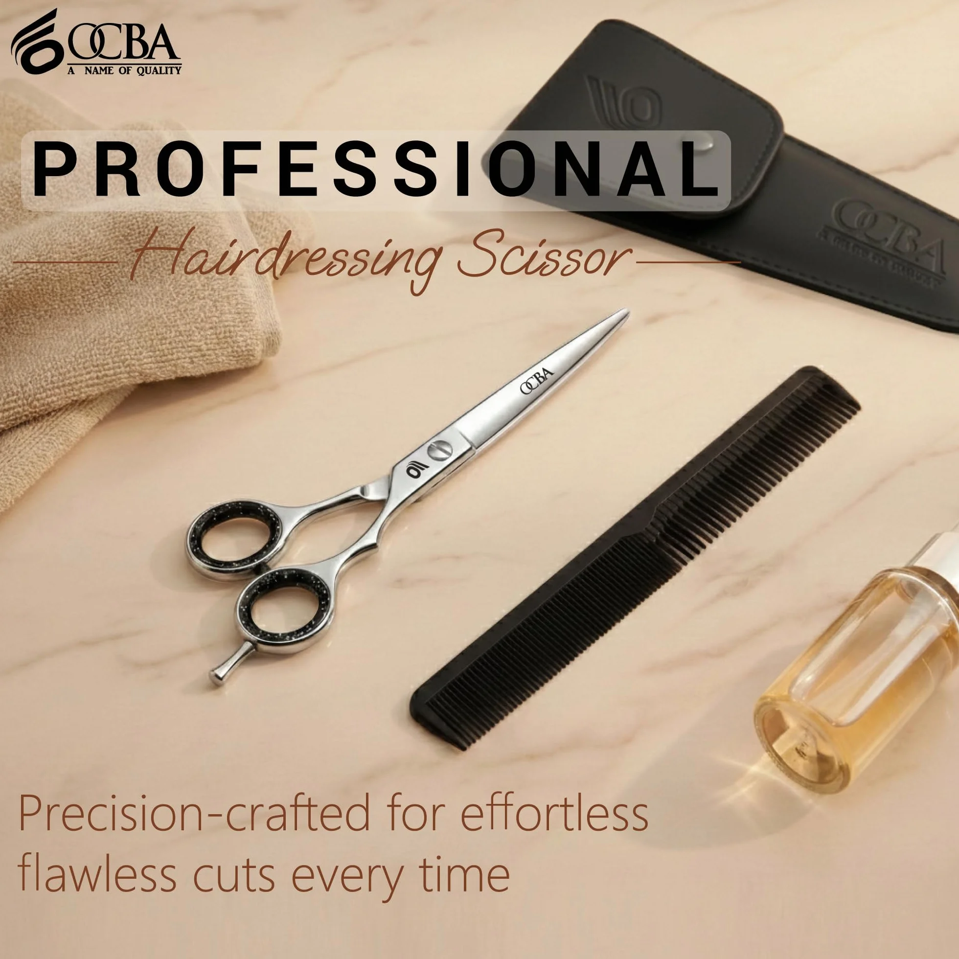 OCBA Tijeras de Peluqueria Profesional Acero Inoxidable 6.5 Pulgadas Corte de Pelo