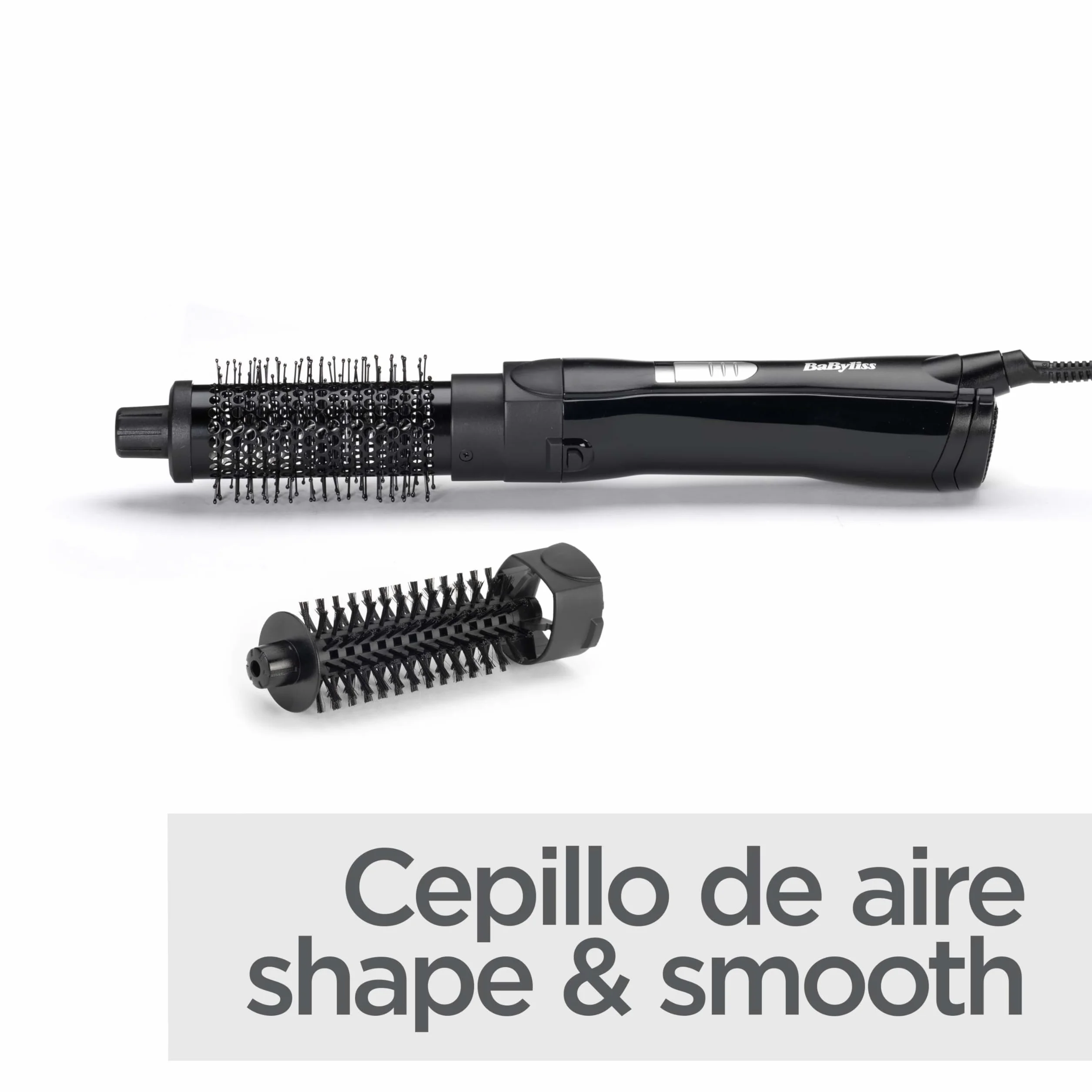 BaByliss Cepillo de Aire Shape & Smooth AS82E, Potente Cepillo de Aire, 30 mm y 20 mm, Función de Aire Frío, Negro