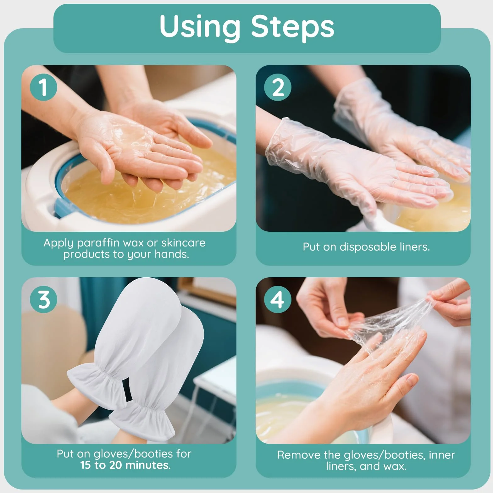 Segbeauty Mitones de cera de parafina, Guantes para cera caliente Terapia de manos Parafina Tratamiento térmico SPA
