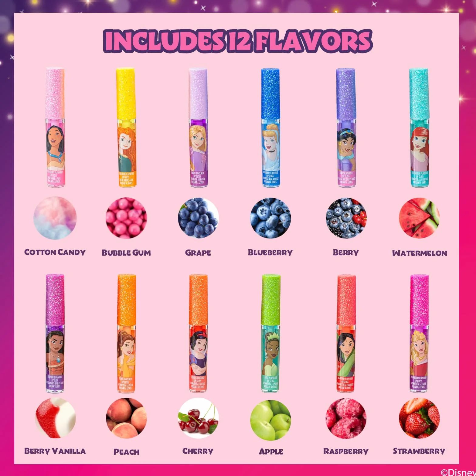 Disney Princess Brillo Labial Vegetal 12 uds
