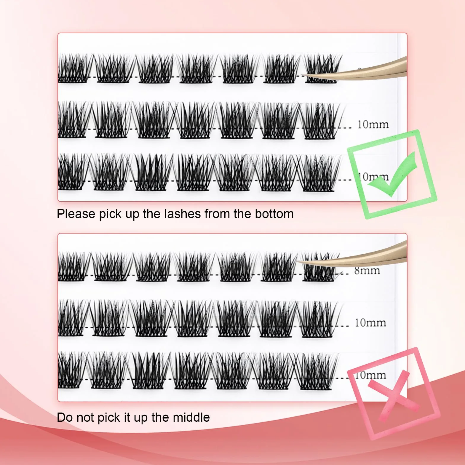 FADVAN DIY Eyelash Extension 0.07D Curl 8-16mm Individual Cluster False Lashes Natural Look