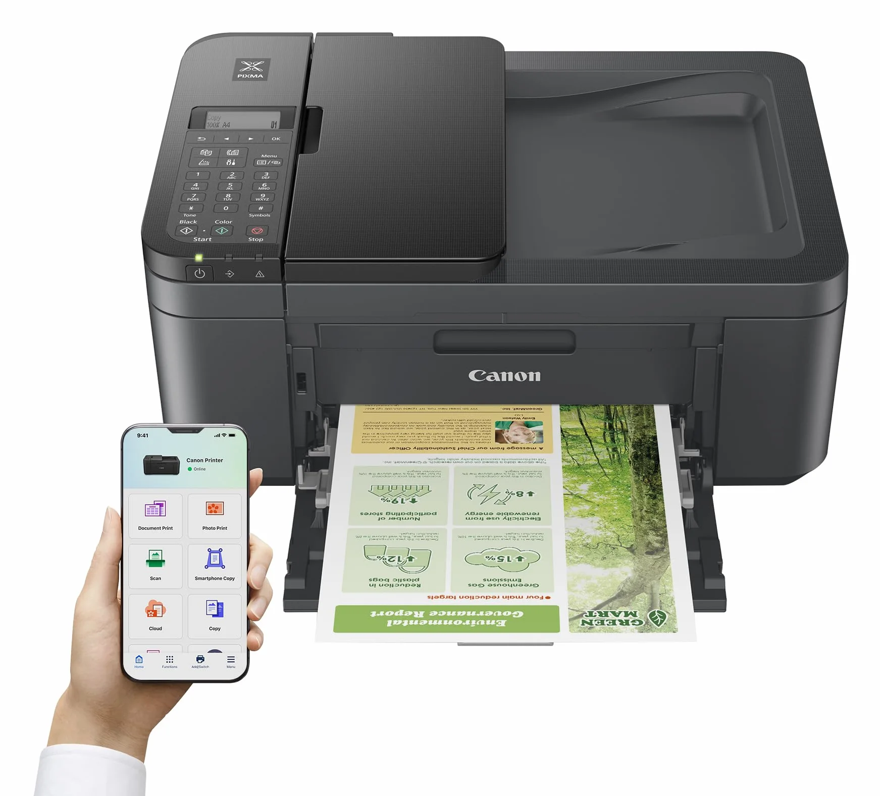 Canon Pixma TR4755i Impresora Multifunción 4 en 1 WiFi, Impresión Escaneo Copia, ADF 20 Hojas, Dúplex Automático, Negro