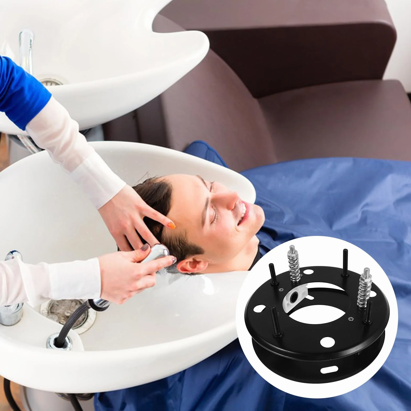 Mecanismo de Inclinación para Lavabo de Peluquería Ajuste Vertical Negro Goma y Plástico