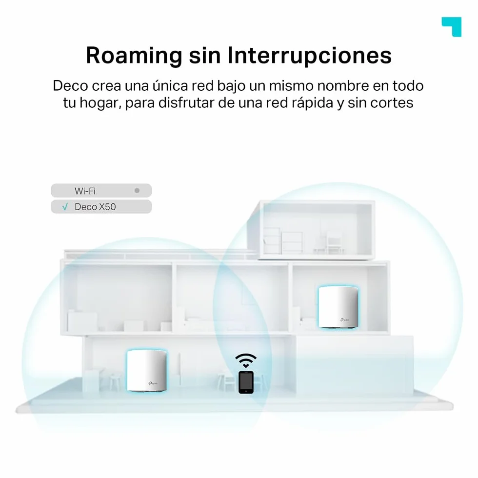 TP-Link Deco X50 WiFi 6 AI Mesh AX3000 Doble Banda 2.4 GHz/5 GHz Cobertura 600 m2 3 Puertos Gigabit Blanco