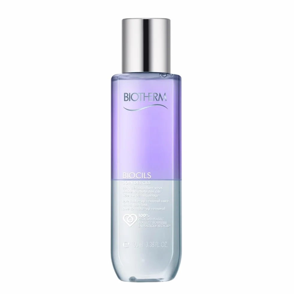 Biotherm, Biocils Desmaquillante Bifásico Anticaída, Protege y Refuerza las Pestañas, Enriquecido con Madecassoside y Ácido Cítrico, Apto para Ojos Sensibles, 100 ml