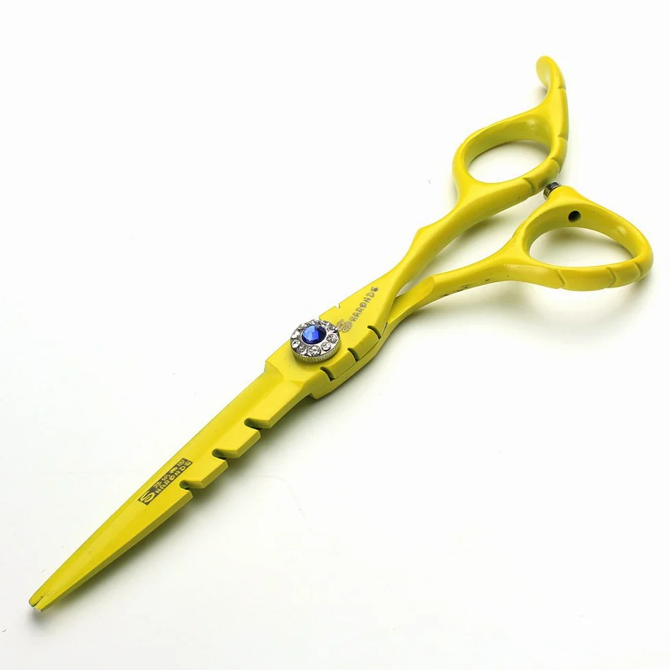 Amarillo profesional de 6 pulgadas pelo tijeras peluquería salón peluquería especial herramientas Japón acero inoxidable tijera kit de combinación (scissors set)
