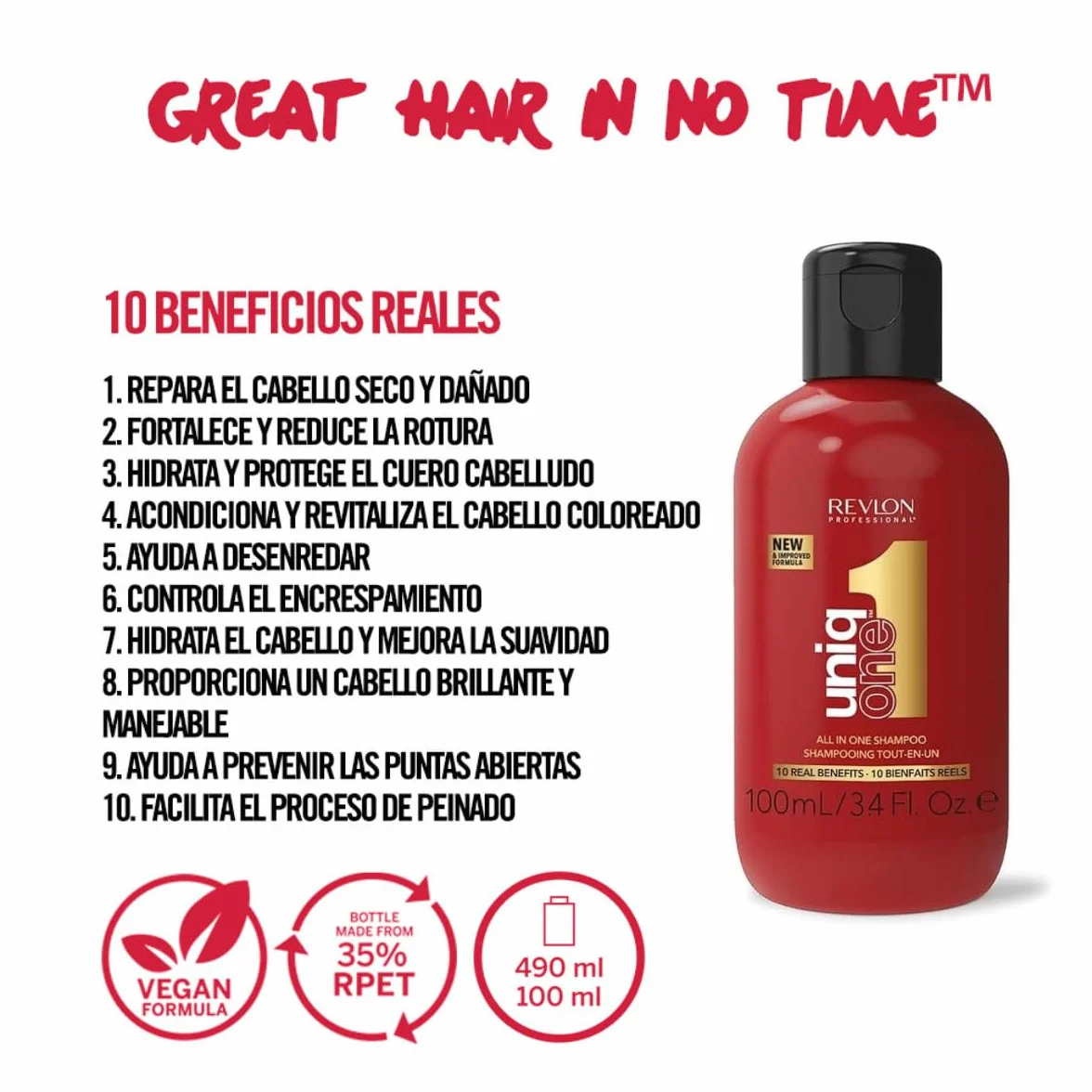 Revlon Professional UniqOne Set de Cuidado con Neceser Tratamiento Capilar Sin Aclarado Anti Frizz Protección Térmica 150 ml Champú 100 ml