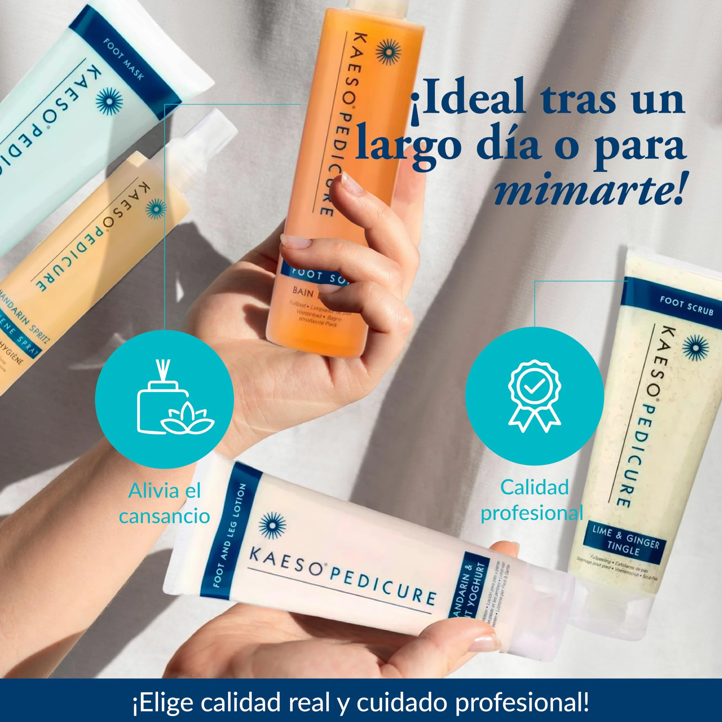 Kaeso Beauty Pack Pedicura Profesional para Pies Cansados y Doloridos - Kit Spa de Pedicura con Efecto Refrescante y Calmante - Tratamiento Completo para Suavizar, Hidratar y Revitalizar Pies en Casa