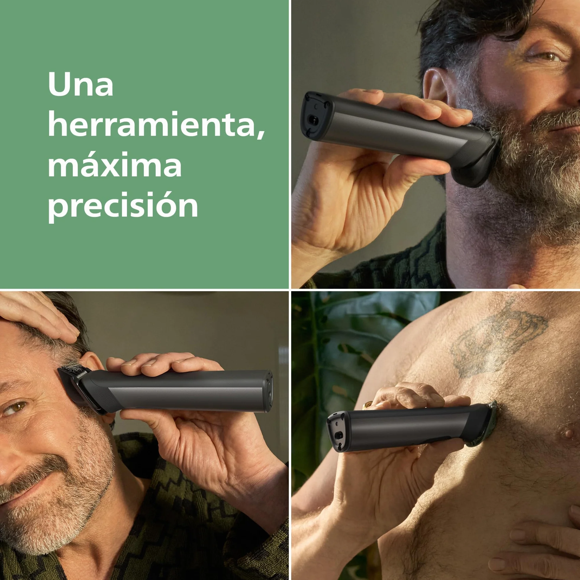 Philips Recortadora todo en uno de 17 en 1 Serie 7000 - Afeitadora y cortapelos hombre para rostro, cabeza y cuerpo, cuchillas de acero autoafilables, 26 longitudes, recargable, MG7961/15