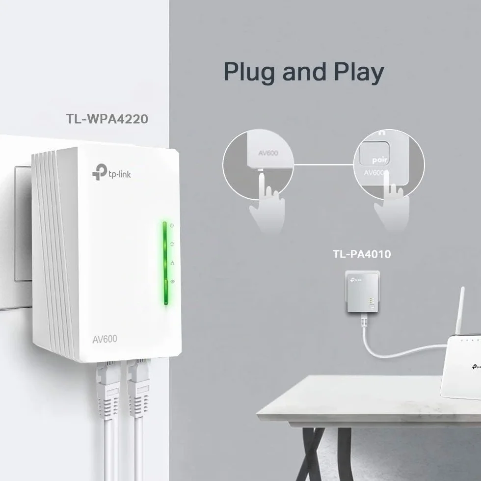 TP-Link TL-WPA4220 Kit Adaptadores Línea Eléctrica WiFi AV 600 Mbps Repetidor Red 3 Puertos Blanco