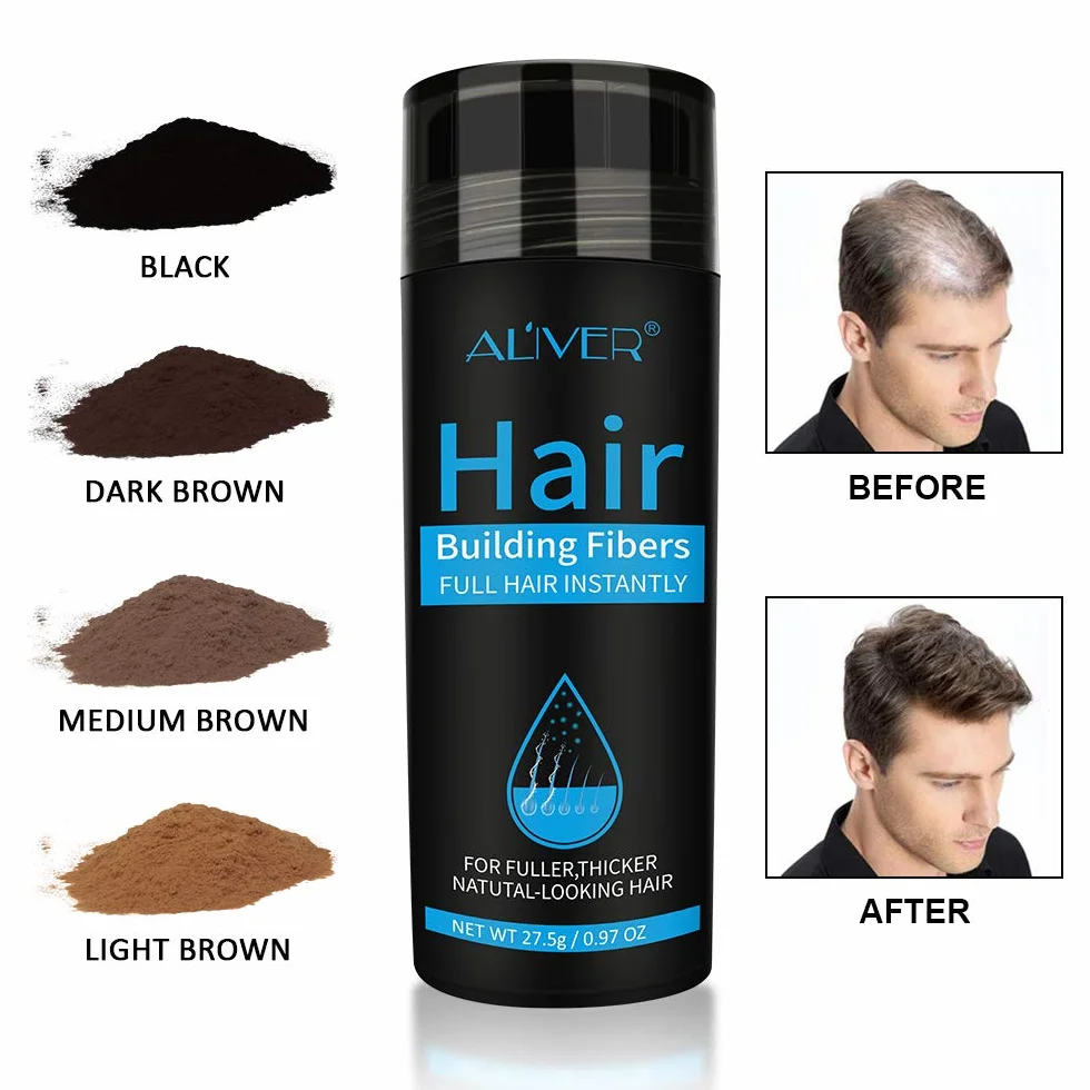 Hair Building Fibers Corrector de Pérdida de Capilares Fibra de Calidad Profesional Spray de Polvo para Adelgazar Cabello (Negro)