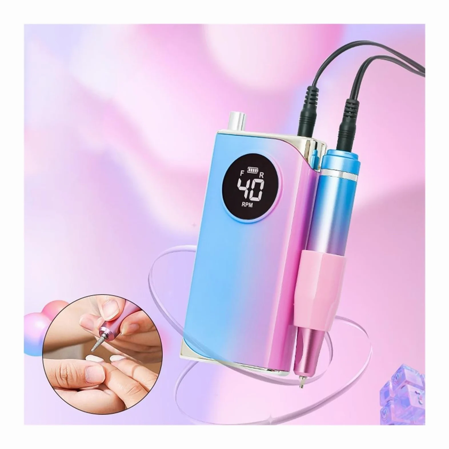 Lima Electrica Uñas, Taladro eléctrico for uñas, 40000 Rpm, portátil, profesional, recargable, estable, bajo ruido, taladros for uñas de aleación de aluminio(Pearl Gray)