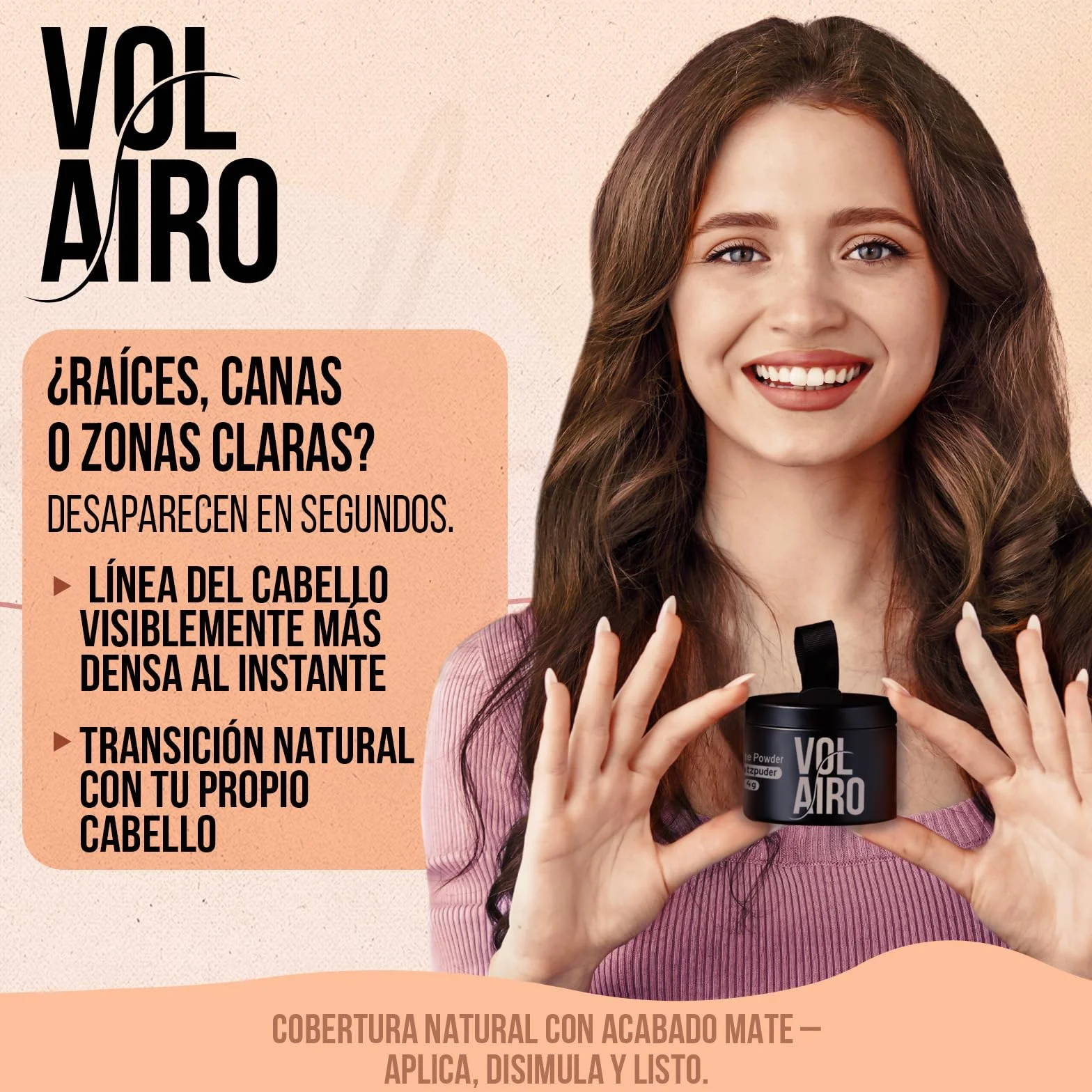 Polvo para raíces negro 4g cubre raíces visibles canas maquillaje resistente al agua