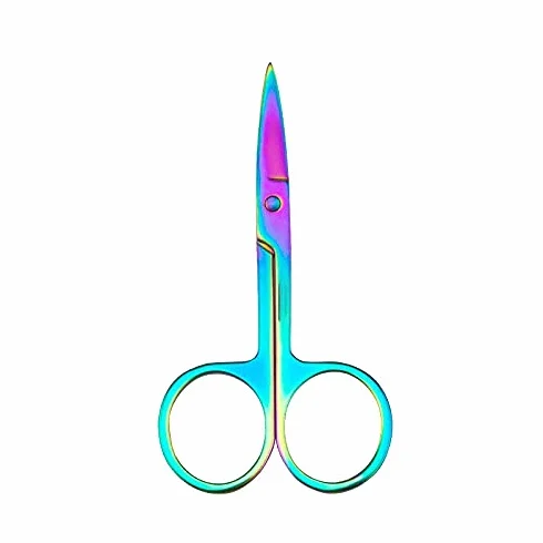 JZ Scissors 1PC Stainless Steel Small Nail Tools Eyebrow Nose Hair Scissors Cut Manicure Trimming Tweezer Makeup Beauty Tool (Color : Light Pink) (Color Titanium)