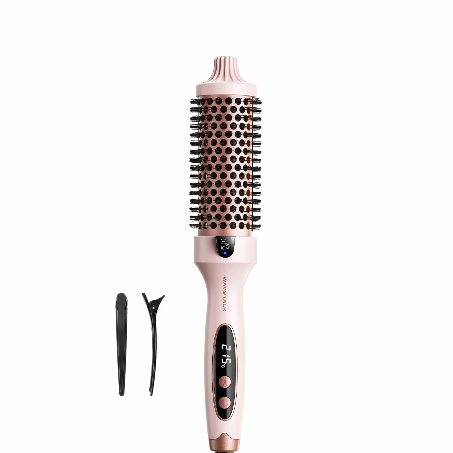 Wavytalk Thermal Brush 38mm, Cepillo Termico Redondo Electrico Rizador De Pelo, Tecnología Iónica Para Cabello Más Liso, Menos Dañola, 5 Ajustes De Temperatura, Blowout Boost, Rosa Sakura
