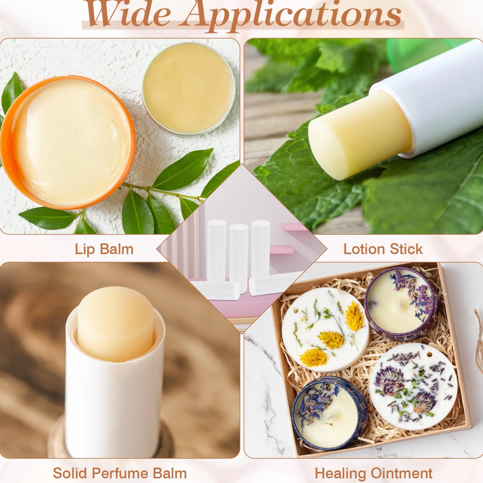 60Pcs Envases Labiales Vacios, Bote Balsamo Labial, Tubo de Lápiz Labial Blanco, con Cuchara y Cuentagotas para DIY Bálsamo Labial