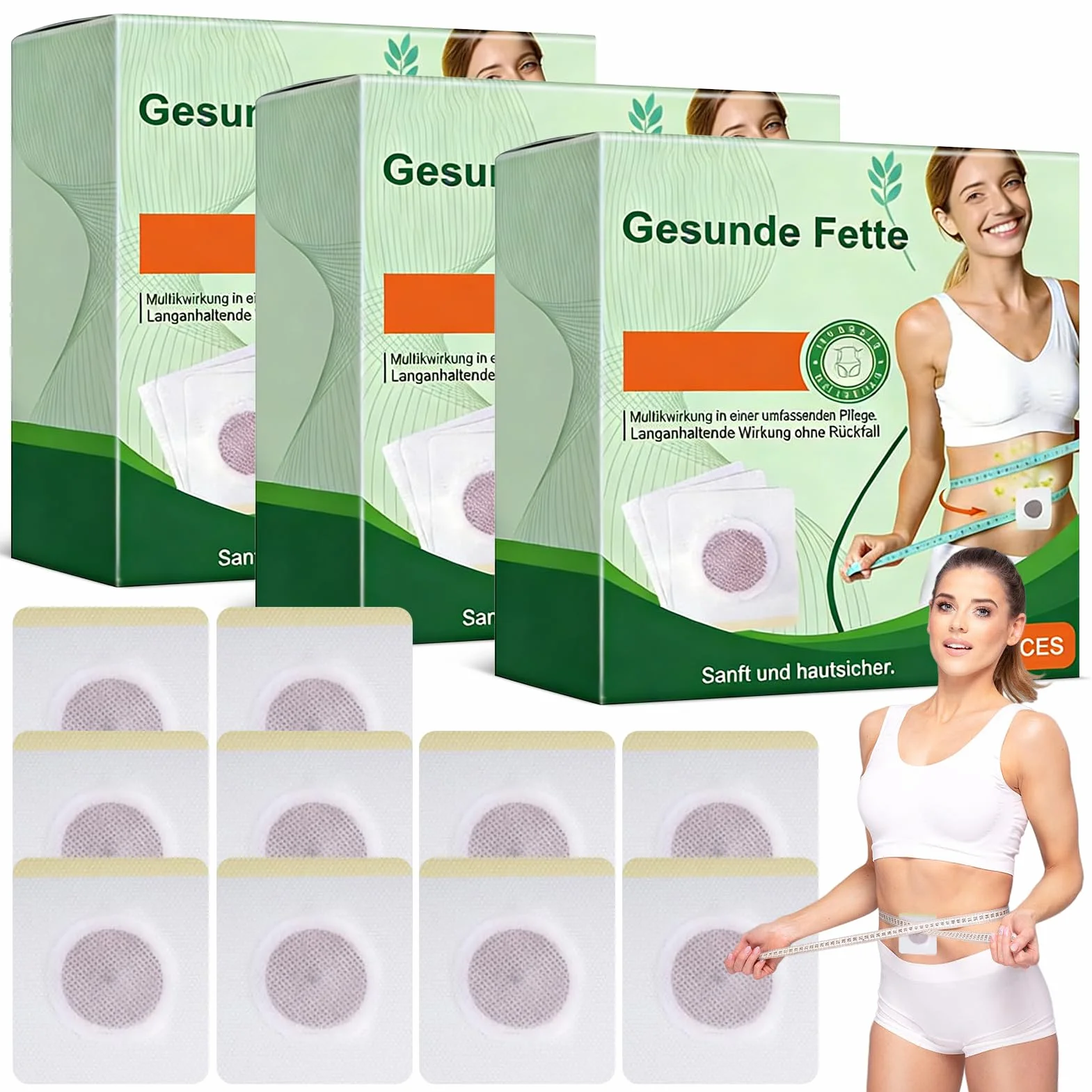 Moringa - Parches adelgazantes 10 en 1, Moringa 10-in-1 Slimming Patches, Con Extractos Botánicos, lngredientes Naturales, Für Alle Haut, parches adelgazantes para hombres y mujeres