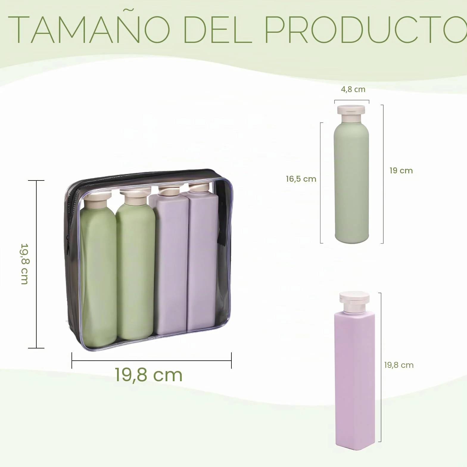 Botella Exprimible 250ml+260ml 4 Piezas Envases de Viaje a Prueba de Fugas para Champú