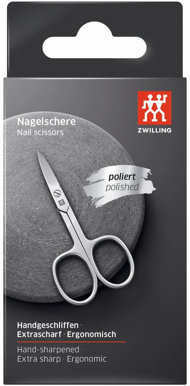 ZWILLING Tijeras para uñas 90 mm filo curvado hipoalergénicas plata