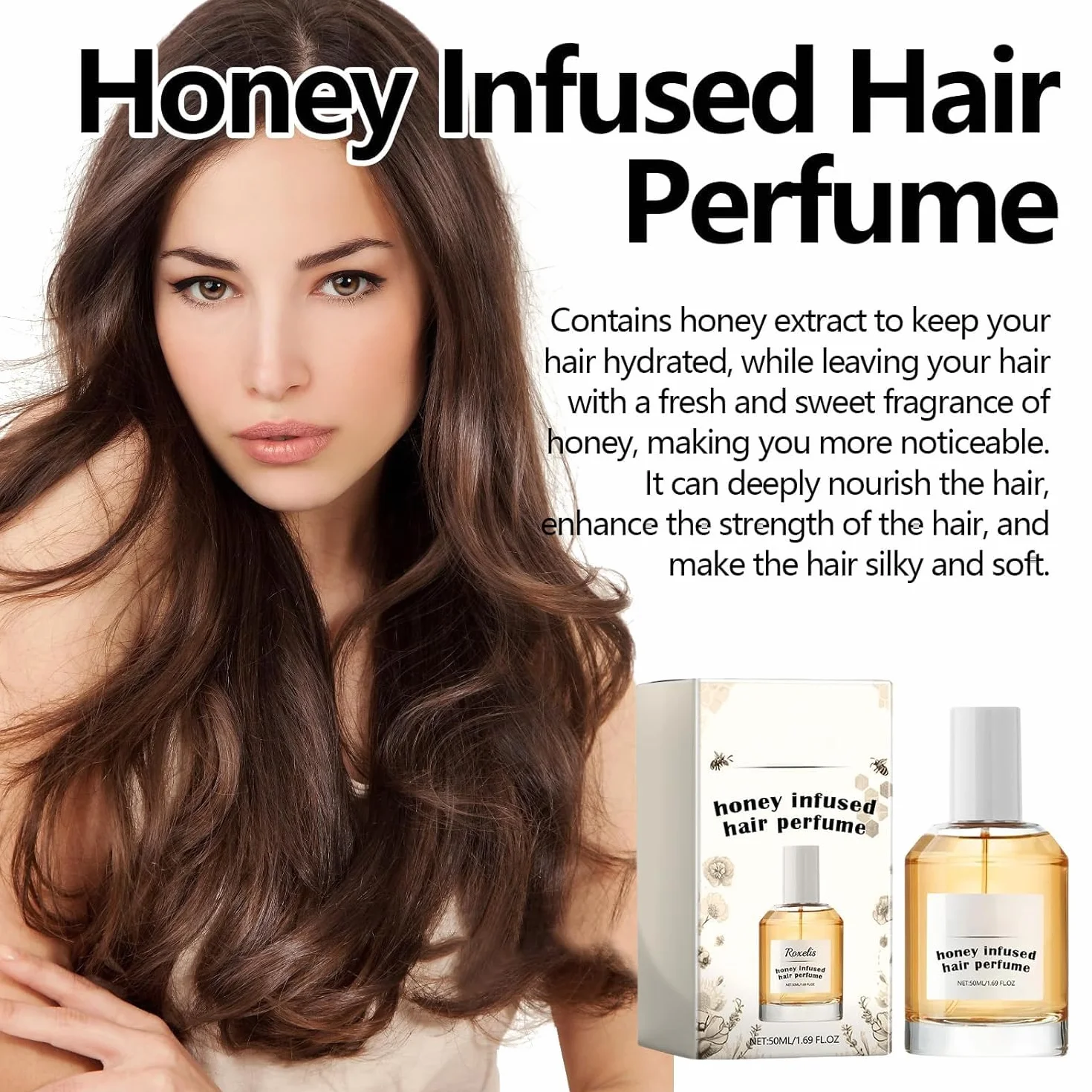 Perfume para cabello de mujer con feromonas, spray nutritivo e hidratante de miel