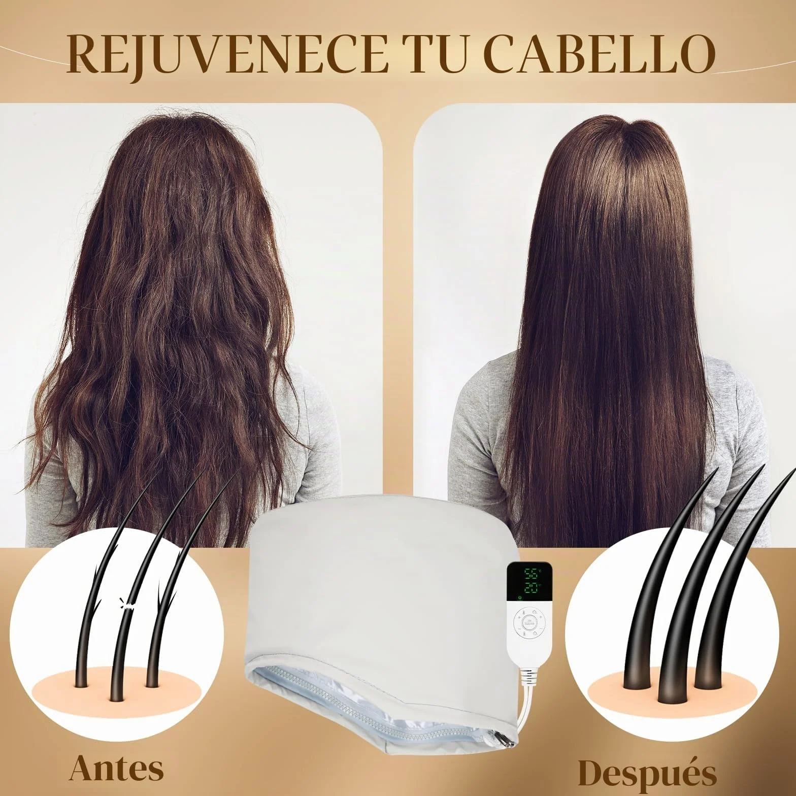 Gorro de Calentamiento Calor Pelo Cuidado del Cabello con Vapor Eléctrico Spa