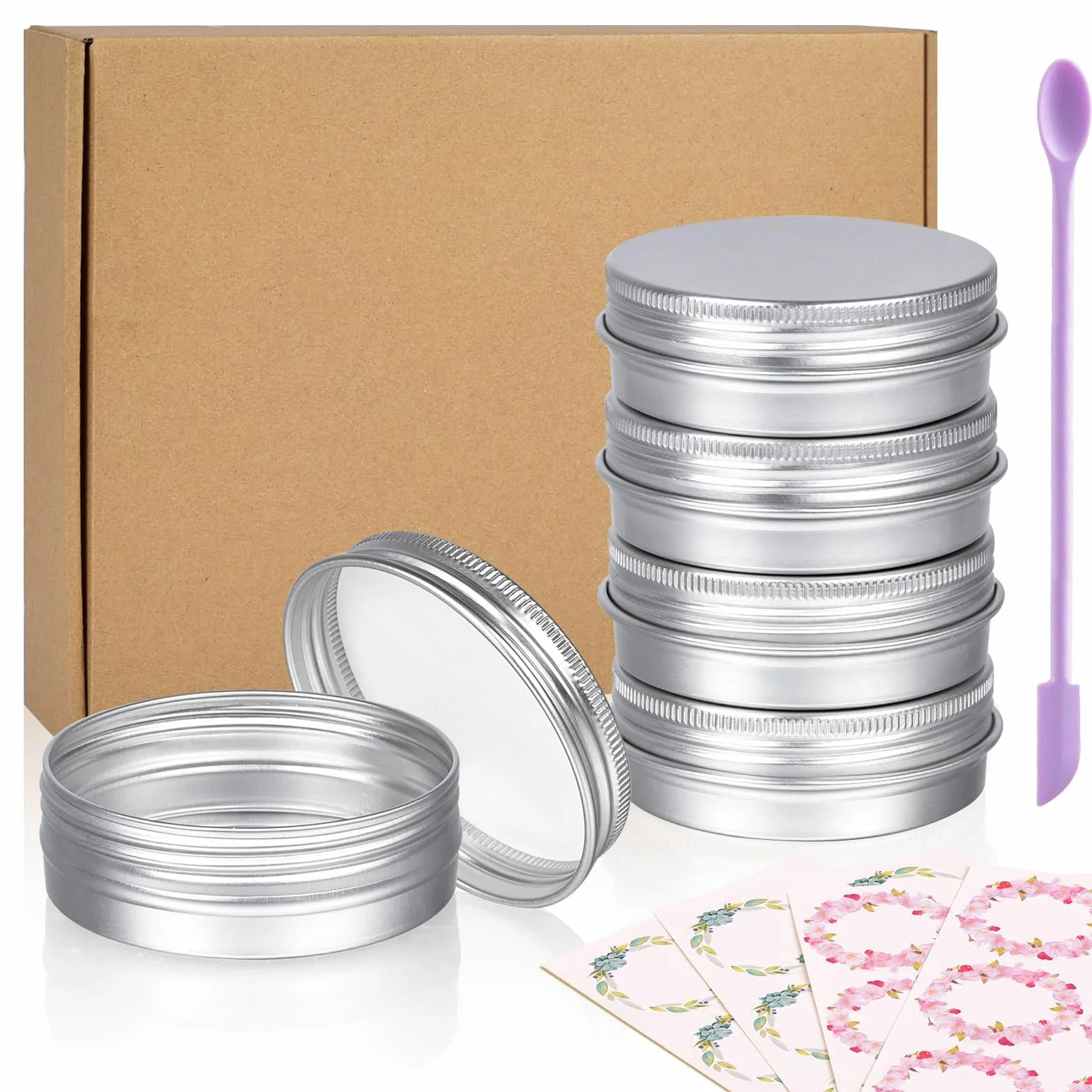 Sopito 24 Piezas 60ml Aluminio Latas Redondas de Metal con Tapa roscada para Velas, Bálsamos, Cosméticos