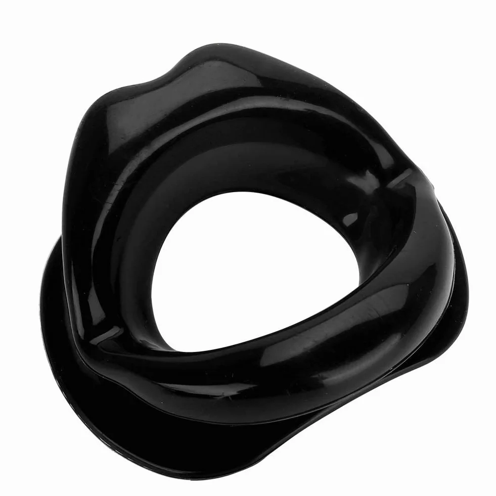 Entrenador de labios de silicona, ejercitador facial elevador, tensor muscular bucal antiarrugas (Negro)
