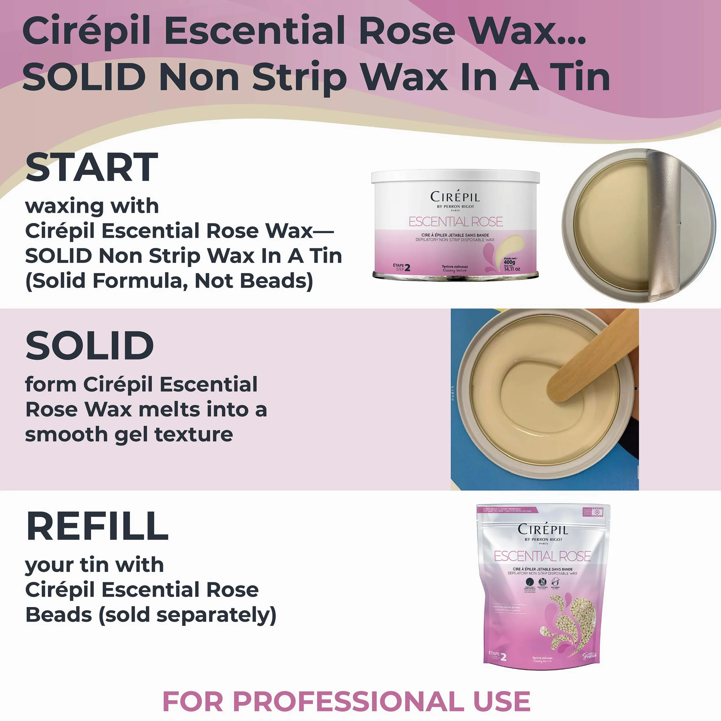Escential Hair Removal Wax Rose 14.11 oz(Packaging May Vary) by Escential