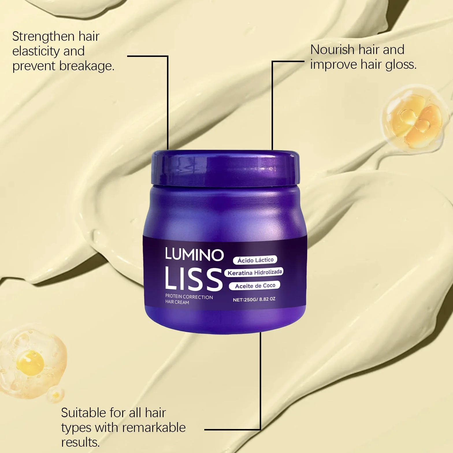 Pemarlis Crema alisadora de pelo con proteínas para cabello dañado