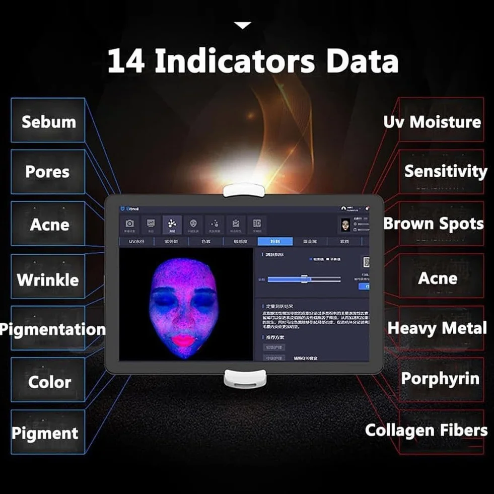 Analizador Facial Profesional de la Piel con Pantalla 21.5" - Cámara 36MP,8 Espectros,3 Modos de Informe,Informes Personalizables,Analizador de Piel 3D para Uso Profesional‌,White